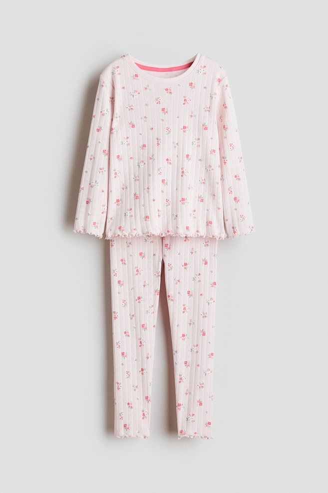 Ribbed cotton pyjamas - Light pink/Floral/White/Cherries - 1