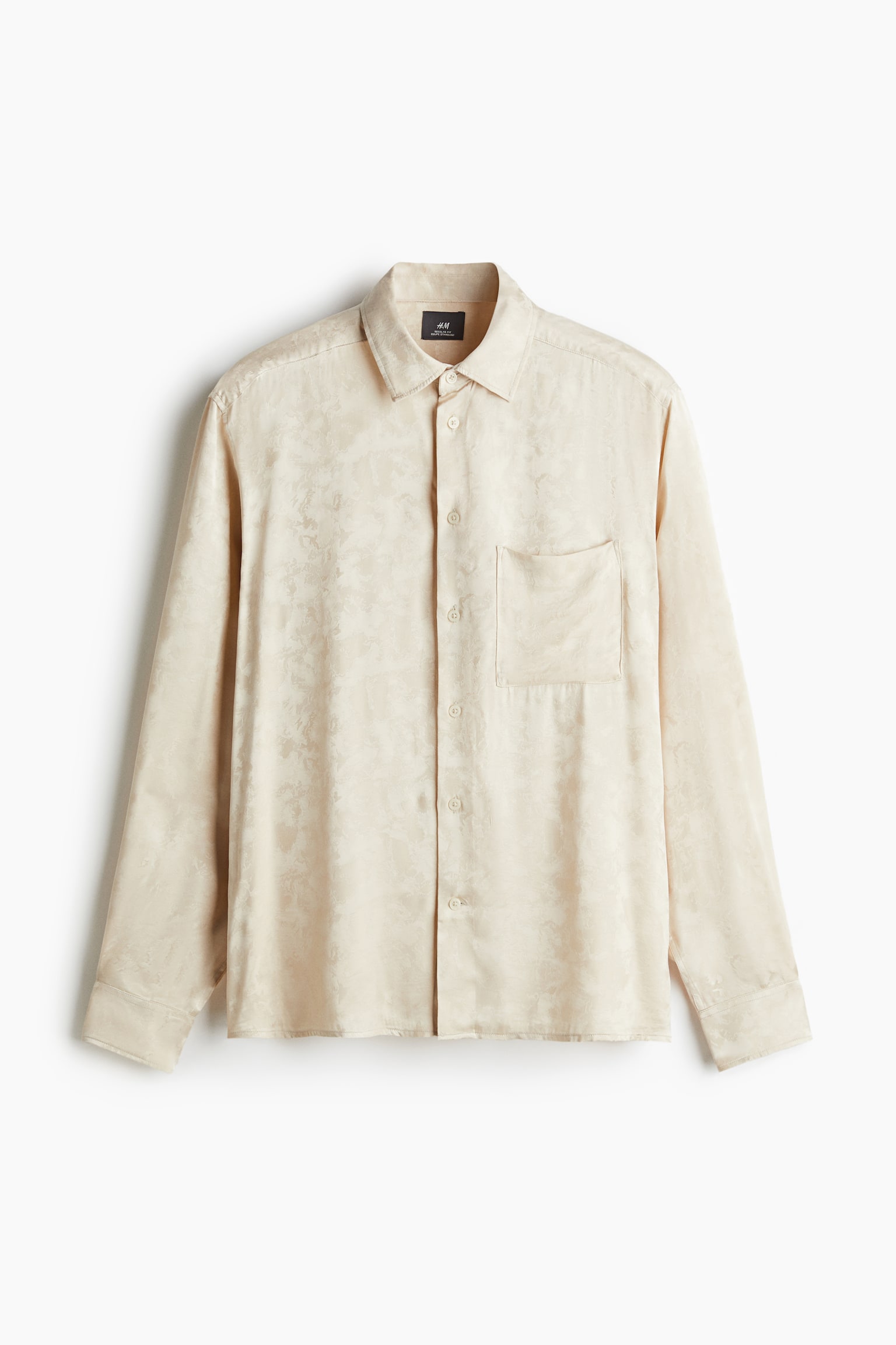 Regular Fit Satin shirt - Cream/Black/Beige - 2