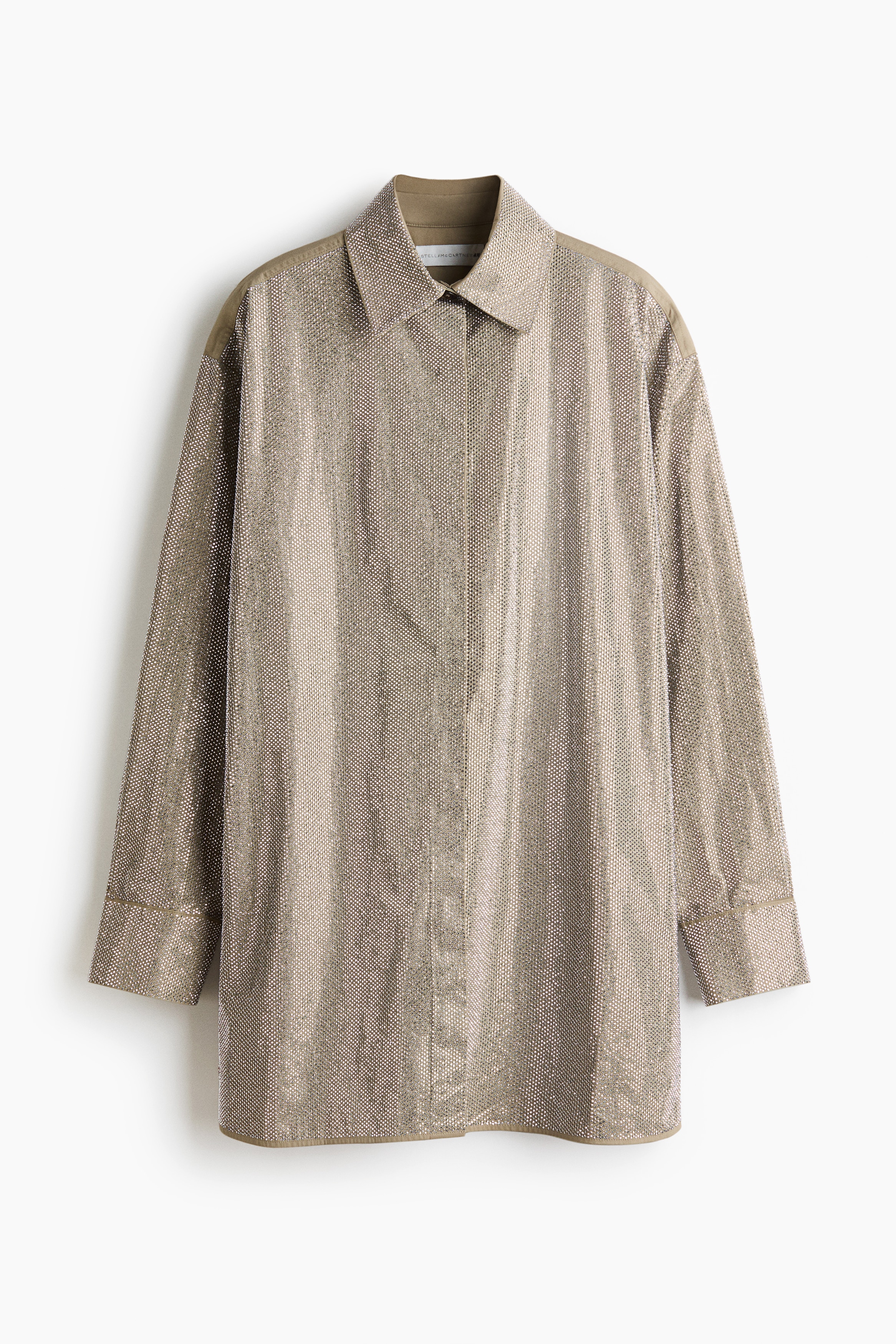 Oversized overhemdblouse met stras
