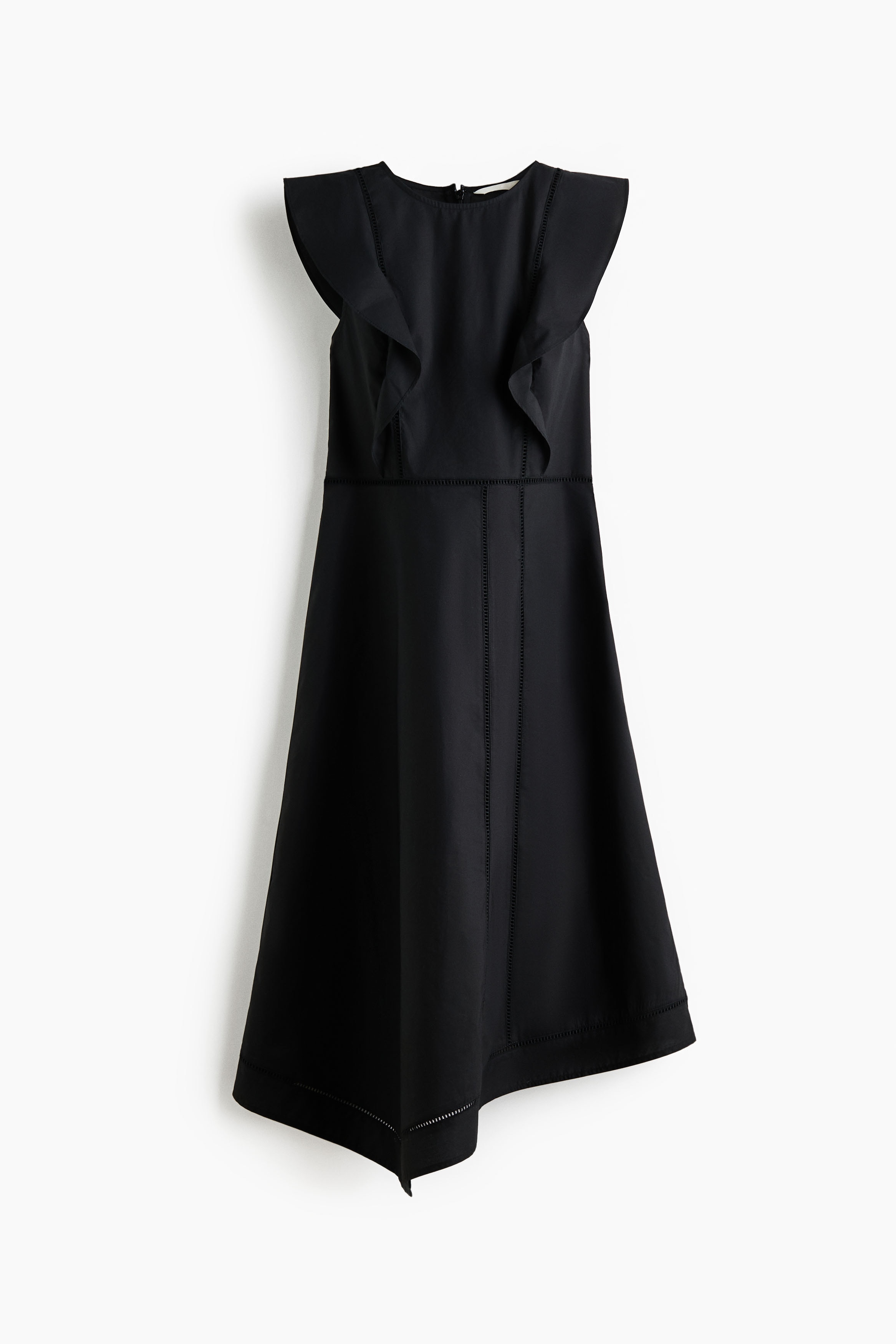 Flounced cotton dress - Black/White