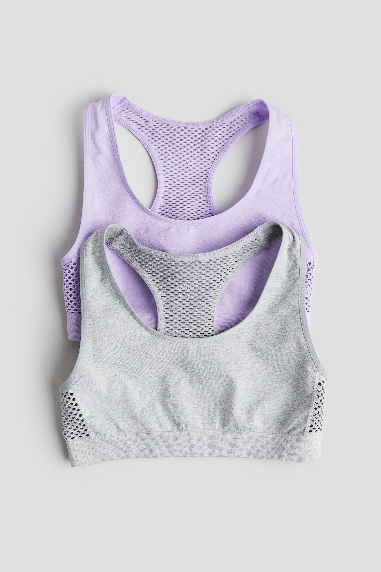 2-pack Seamless Tops - Purple/Light grey marle/Black/White - 1