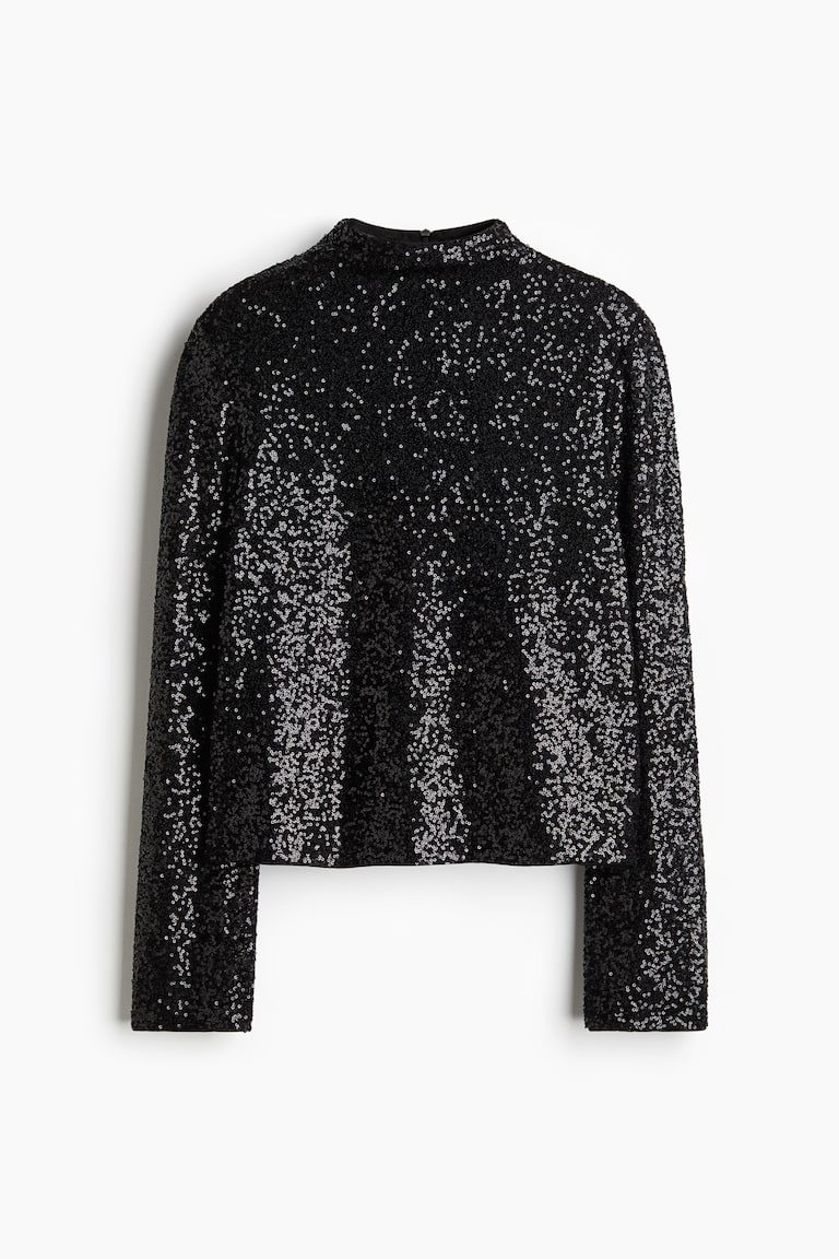 Sequined turtleneck top