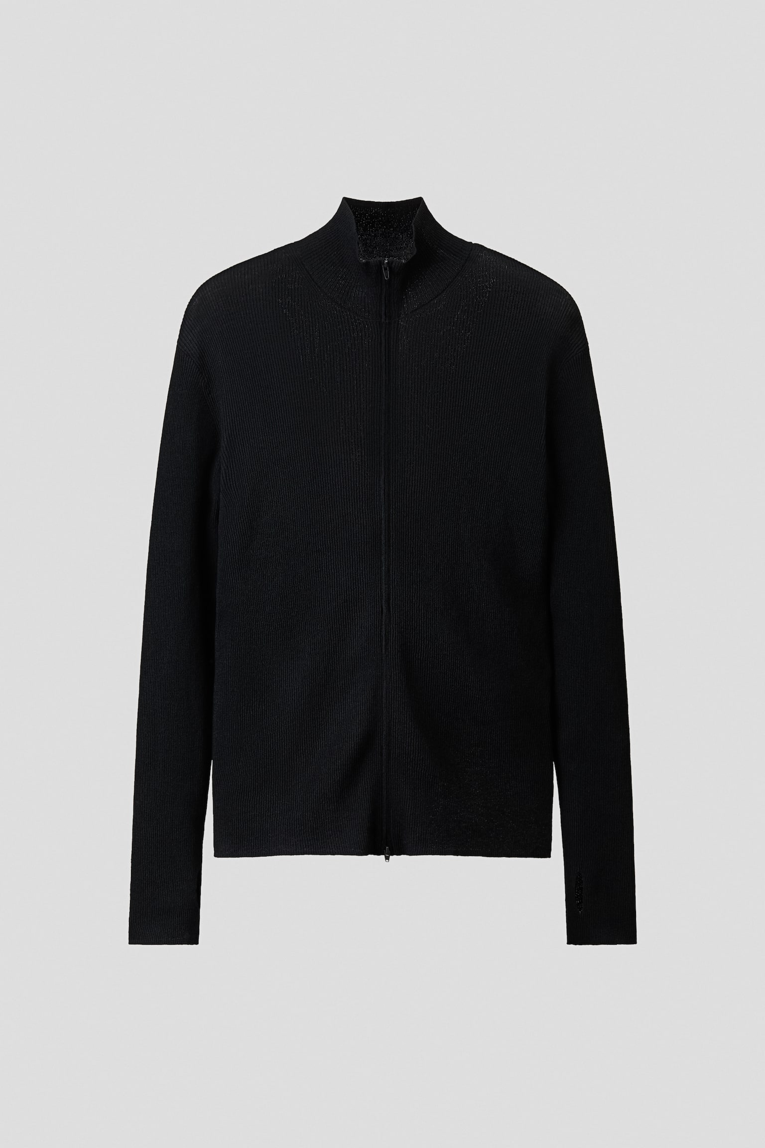 Мужской кардиган H&M Slip-Fit Cardigan with Zipper, цвет: Чёрный — фото 1