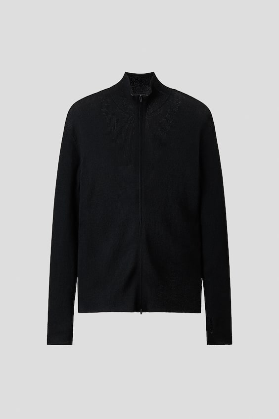 Мужской кардиган H&M Slip-Fit with Zipper, цвет: Чёрный
