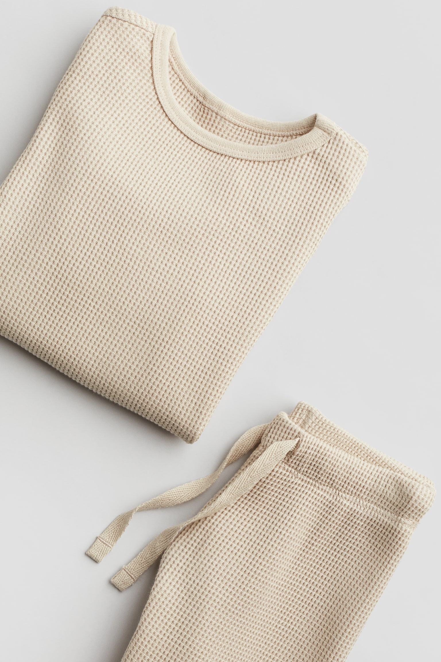 Waffled cotton set - Beige/Khakigrön/Mörkgrå - 2