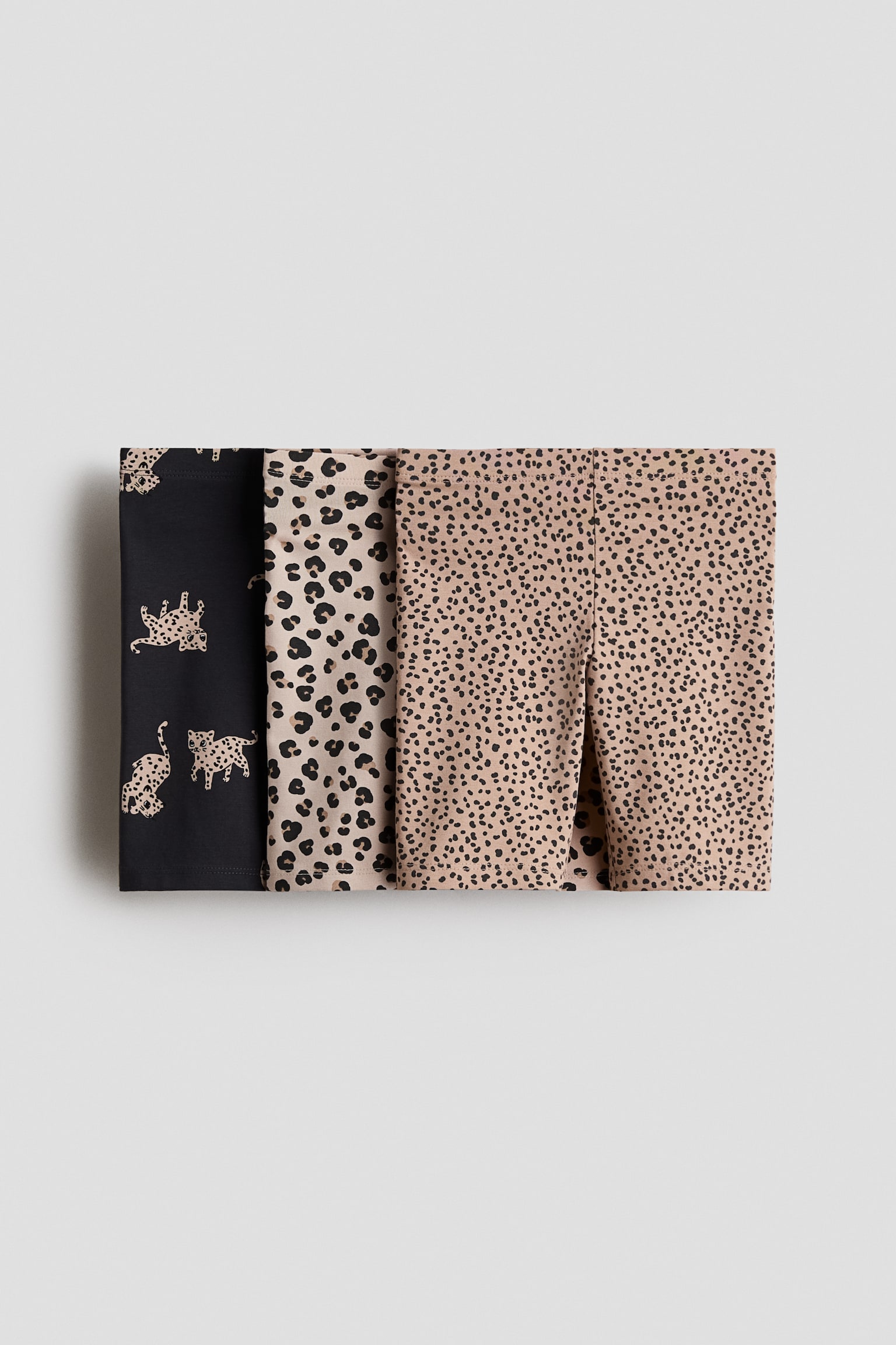 Set van 3 katoenen fietsshorts - Beige/luipaarddessin/Roomwit/bloemen/Lichtblauw/bloemen