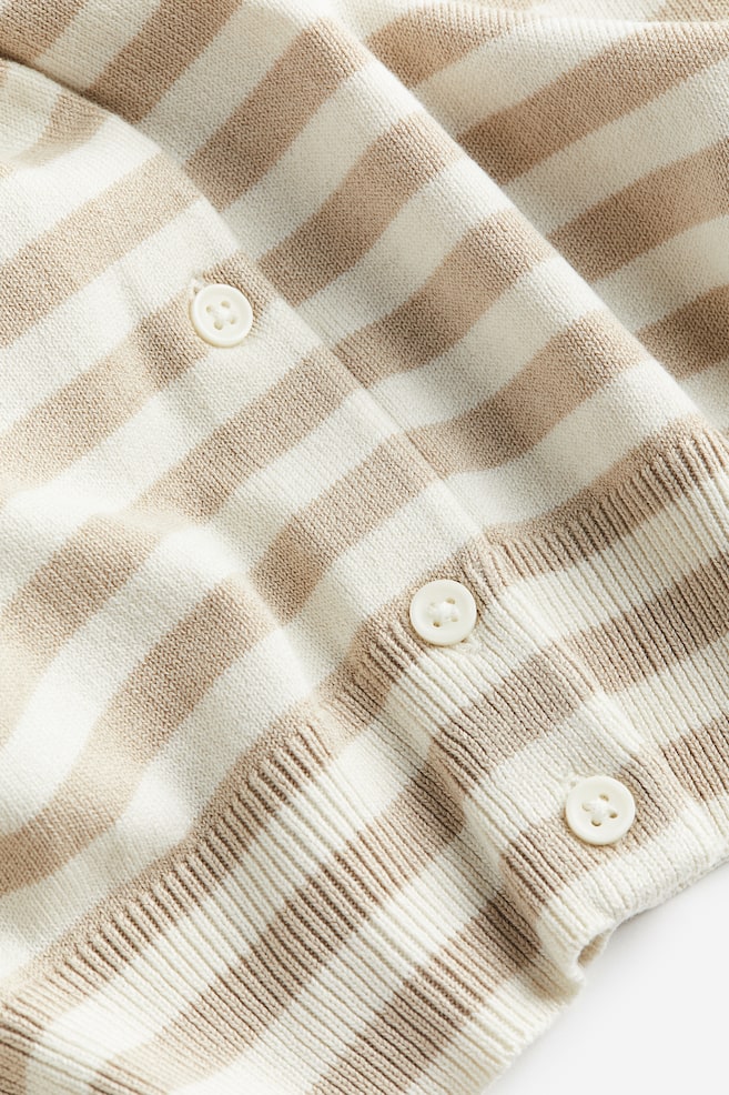 Fine-knit cardigan - Beige/Striped/Black/Cream/Black/Striped/dc - 4