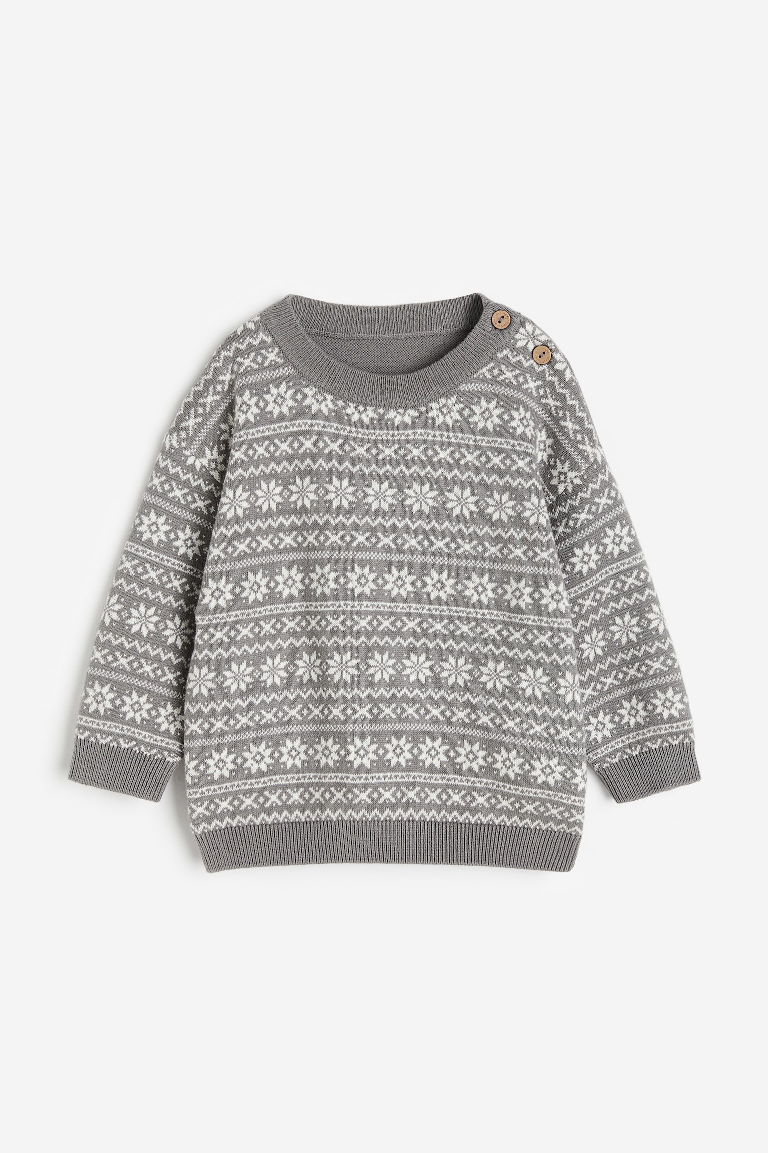 Jacquard Knit Sweater - Grey/Pattern/Beige/Check/Dark blue/Pattern - 1