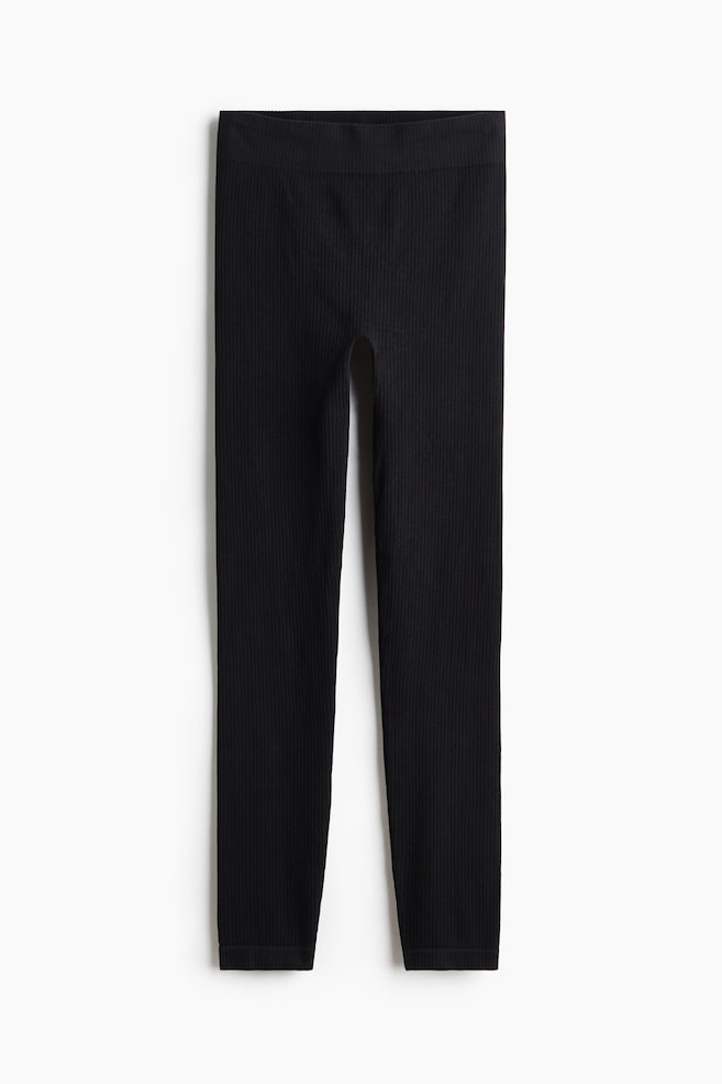 Seamless Leggings - Black/Light gray melange - 1