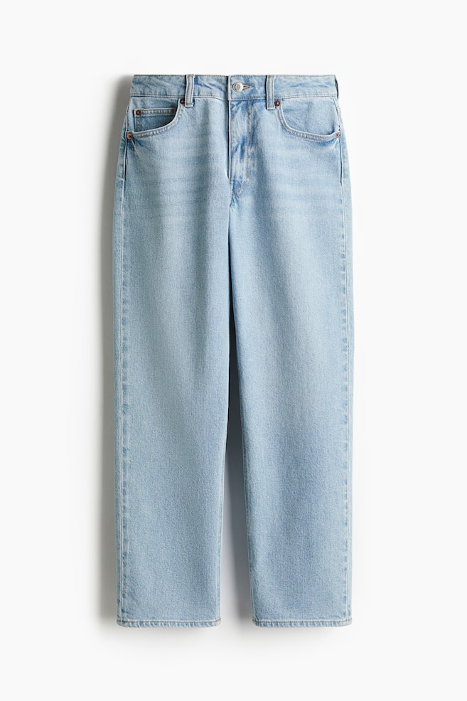 High Rise Slim Straight Ankle Jeans - Light denim blue/White/Denim blue - 1
