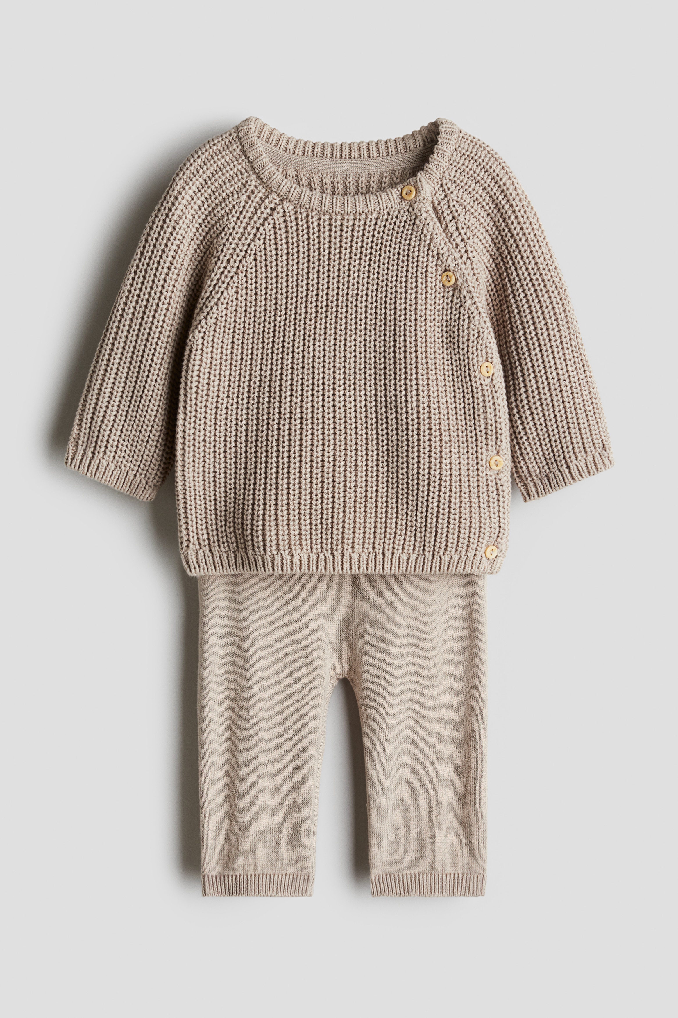 2-piece Knit Cotton Set - Beige - Kids | H&M US