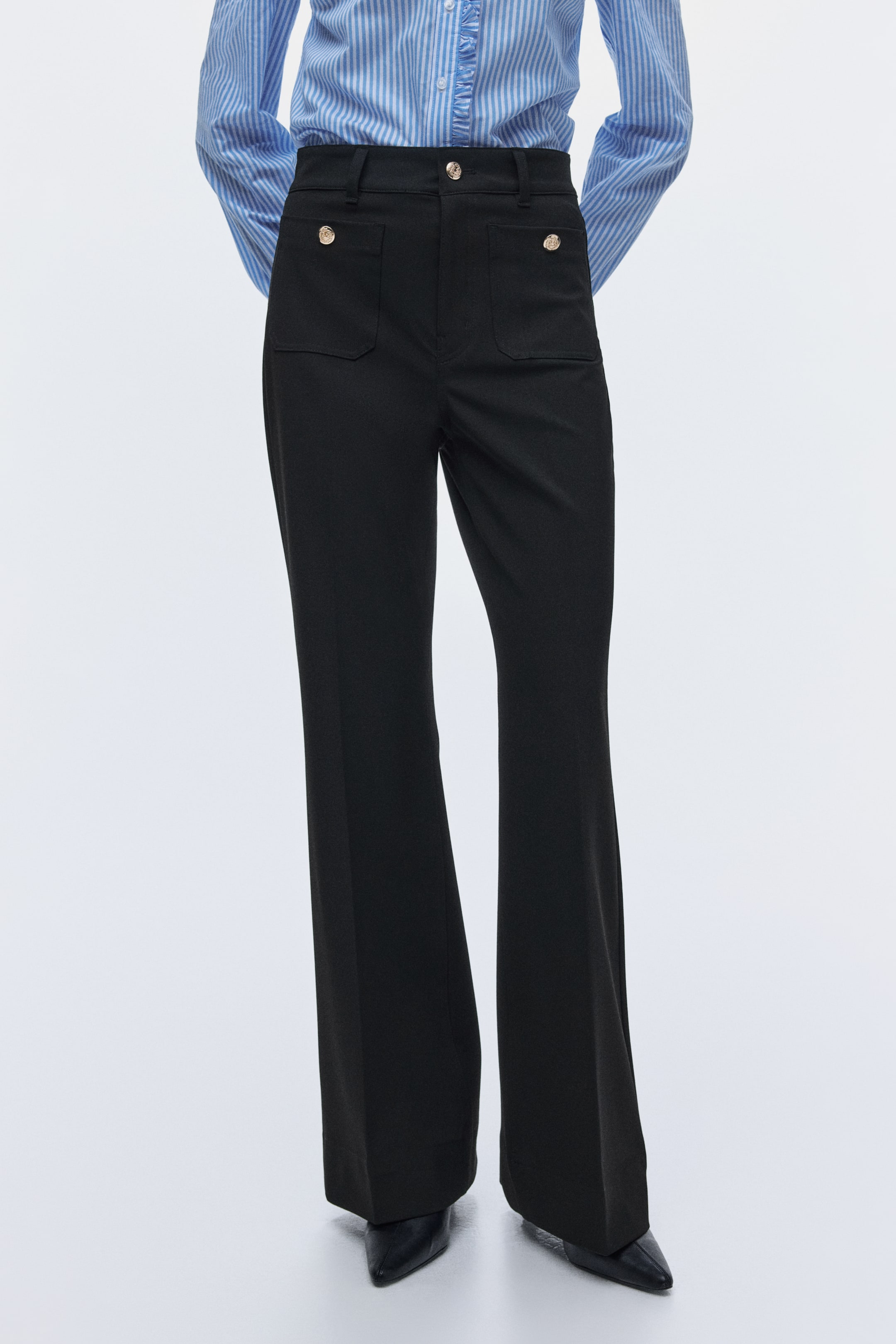 Ampliar la imagen: Pantalón acampanado en sarga - Negro - Ladies | H&M MX 3