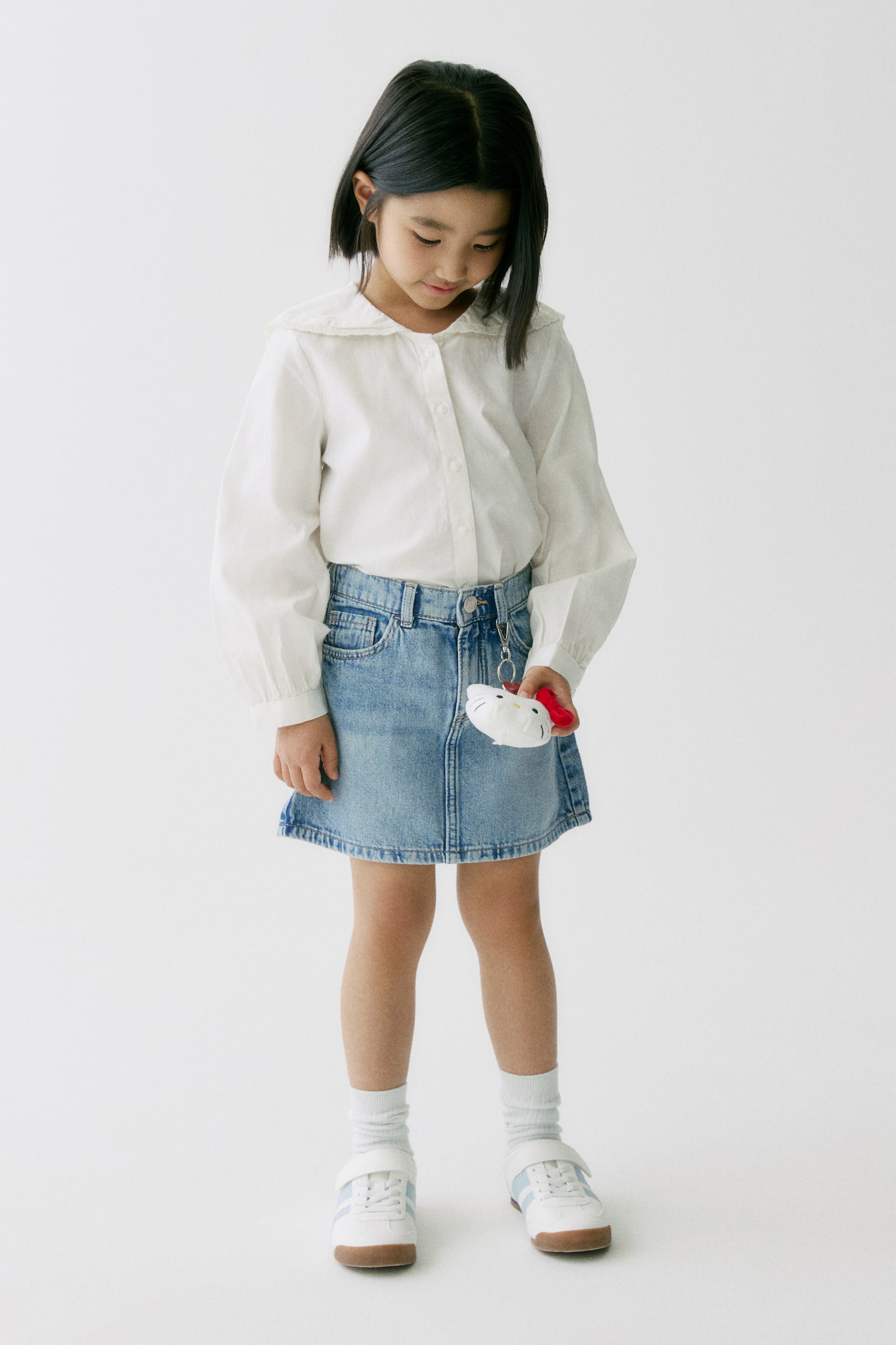 Áo kiểu cotton cổ thuỷ thủ - Màu trắng/Màu xanh dương nhạt - 4