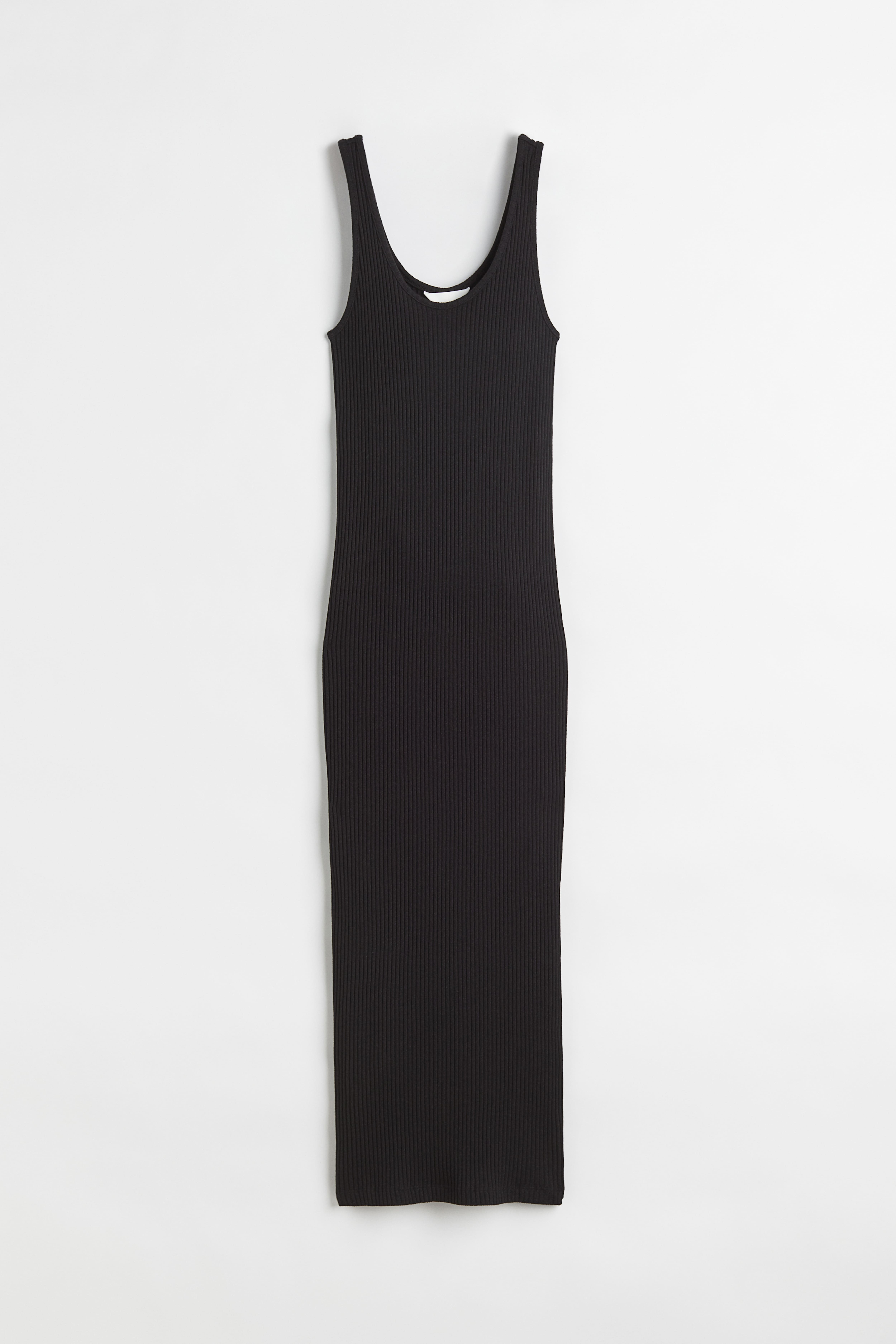 Ribbed Bodycon Dress - Low-cut Neckline - Sleeveless - Black - Ladies | H&M  US