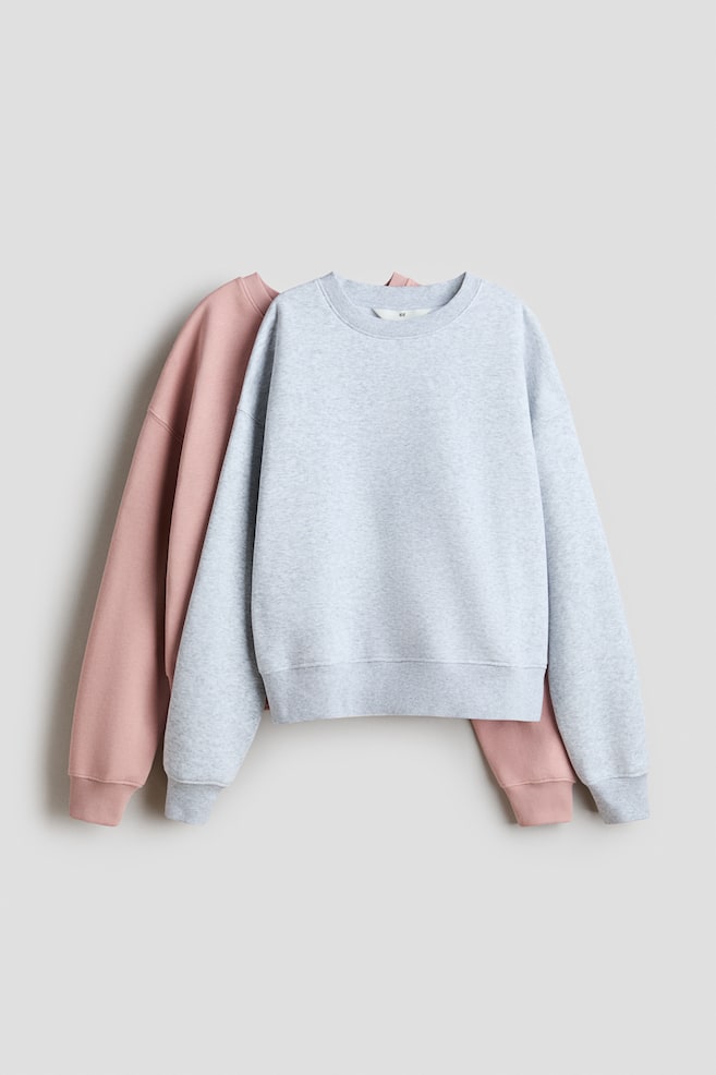 2-pack Sweatshirts - Light dusty pink/light gray/Black/gray - 1