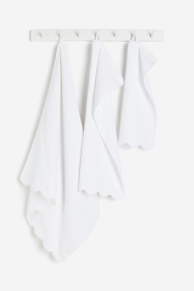 Ręcznik dla gości z falistymi brzegami - Biały  - 2