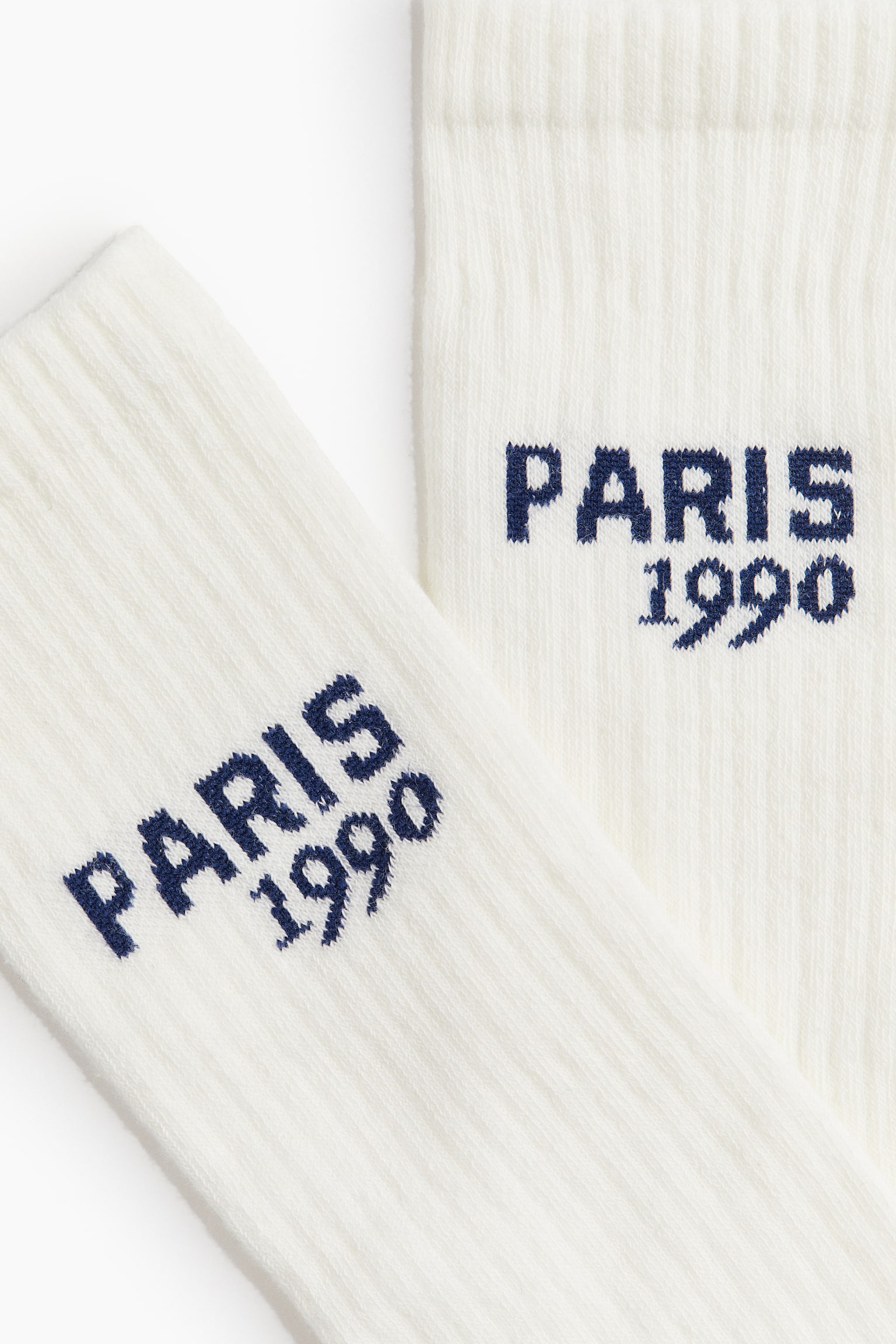 Knee-high socks - White/Paris/White/Dark blue striped - 3