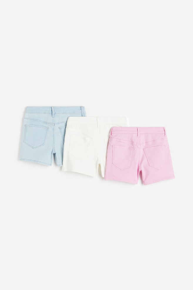 3-pack denim shorts - Light pink/Natural white/Light denim blue/Black - 3