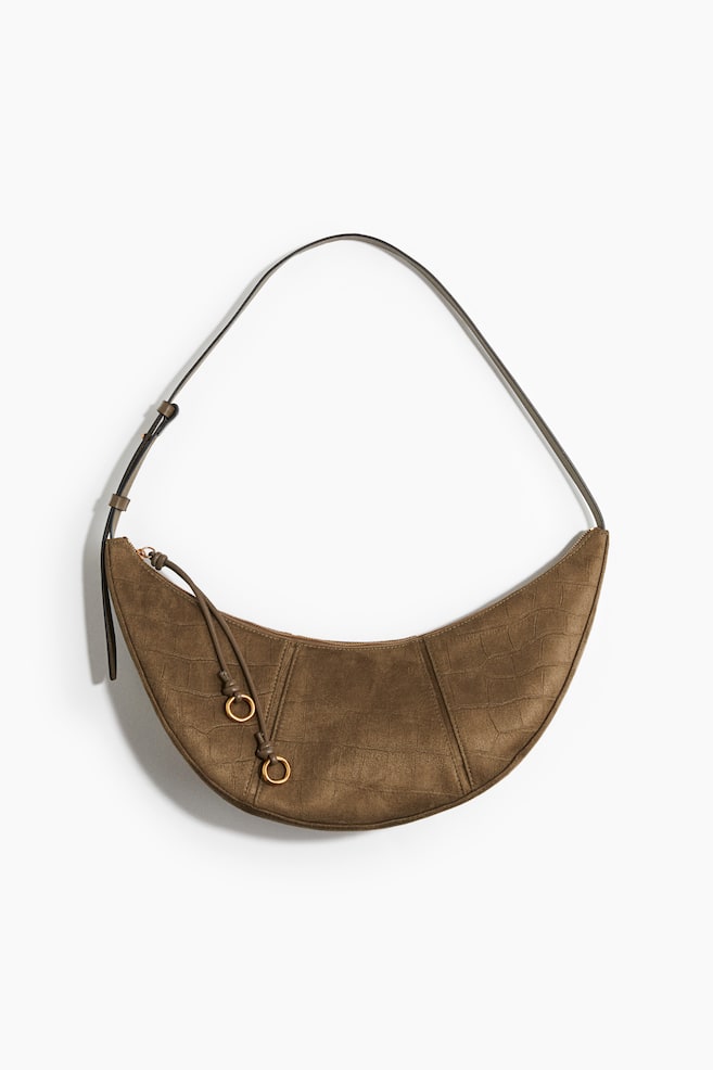 Curved shoulder bag - Dark khaki green/Beige/Black/Burgundy - 1