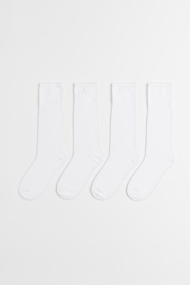 4-Pack Knee Socks - White/Navy blue/Black/Dark gray - 1