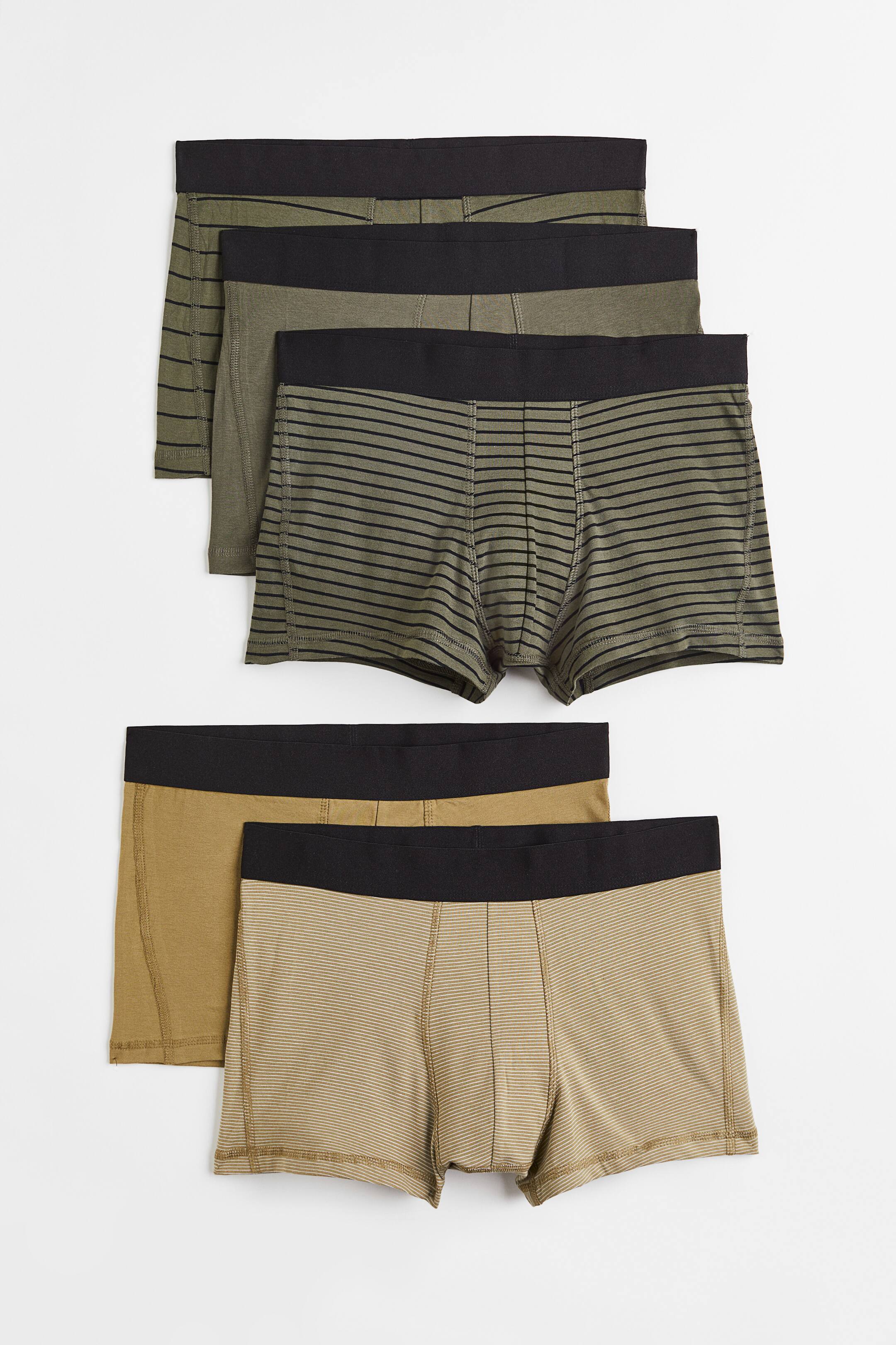 View larger image: 5-pack Short Boxer Briefs with Lycra® - Khaki green/striped - Men | H&M PH 1