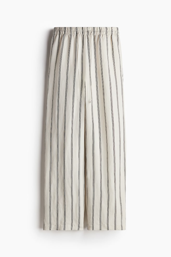 Broek van linnenmix - Lichtbeige/gestreept/Zwart/Wit/Lichtbeige/Donkerrood/Lichtbeige/Roomwit/gestreept/Donkerbruin/Beige/Lichtturkoois - 1