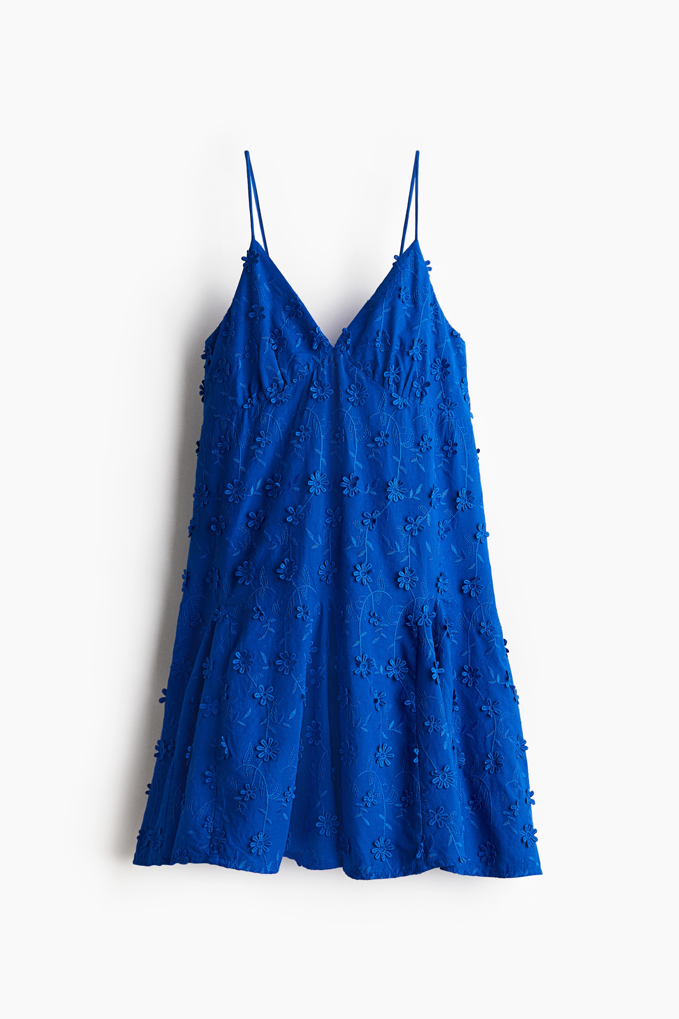 Appliquéd cotton dress - Bright blue/White/Black/Light yellow