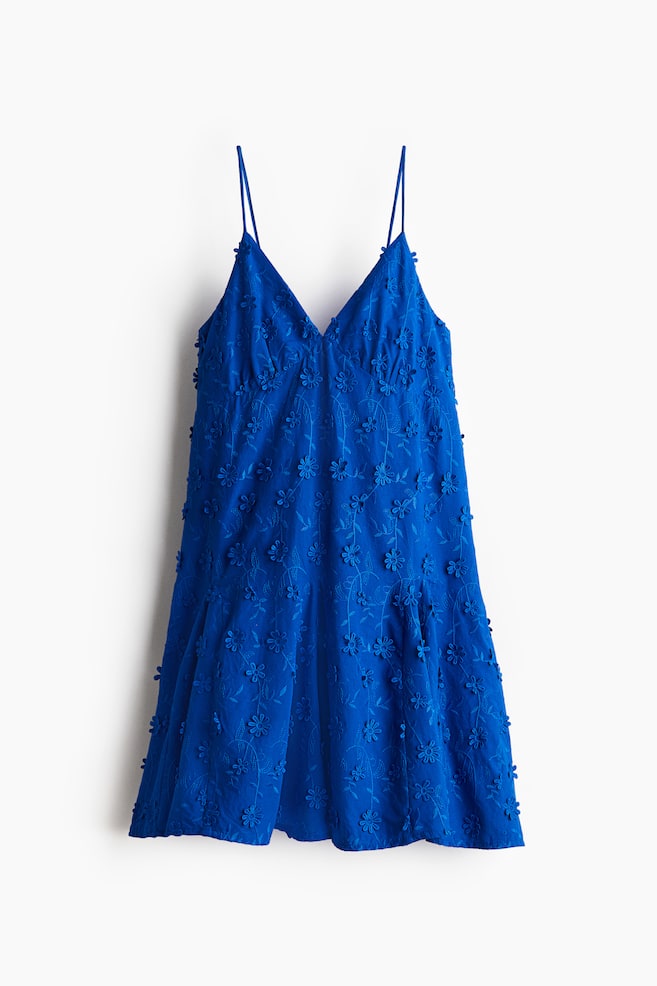Baumwollkleid mit Applikationen - Knallblau/Weiß/Hellgelb/Schwarz - 1