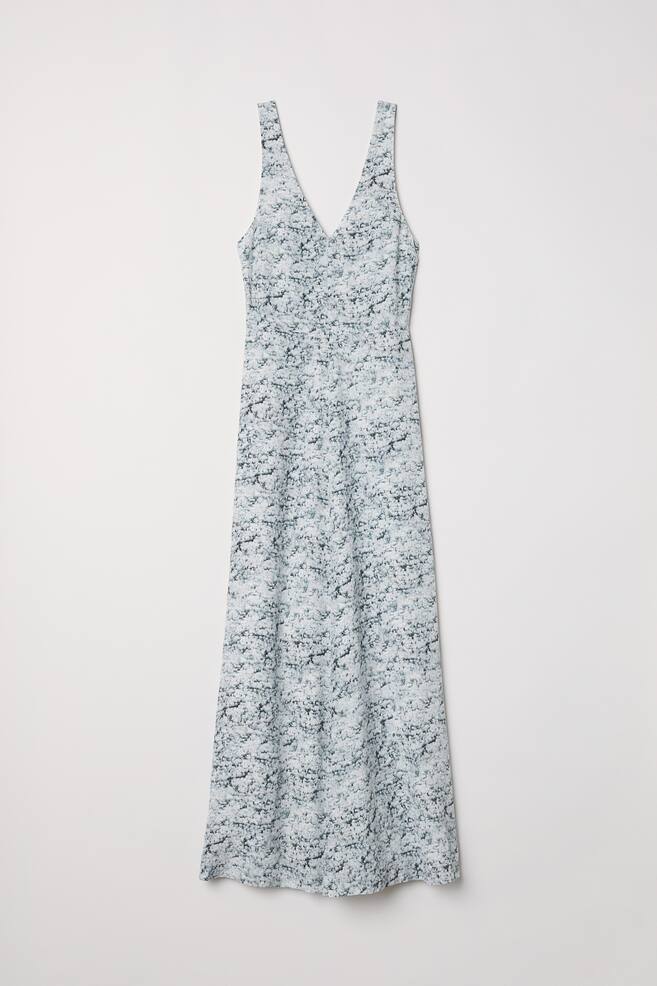 Long silk dress - White/Patterned