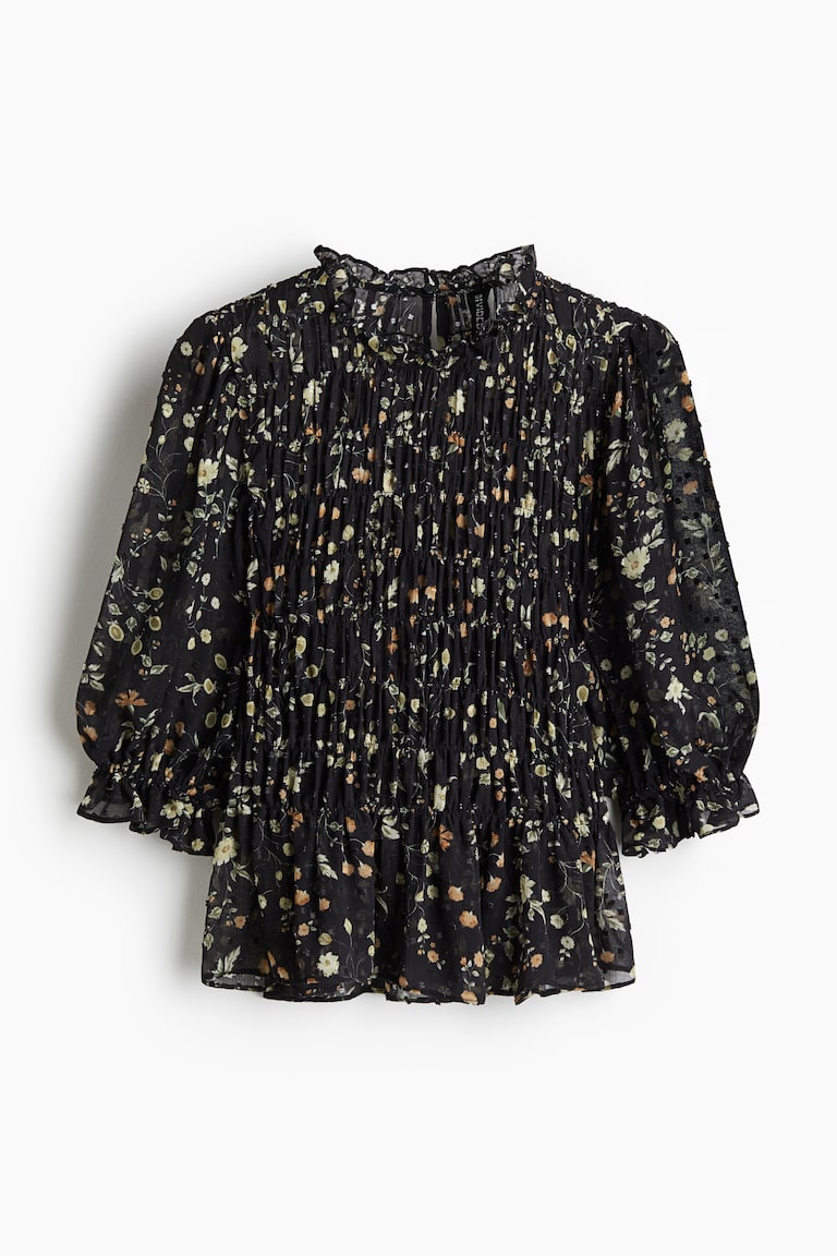 Bluza sa žabicama i plumeti dezenom