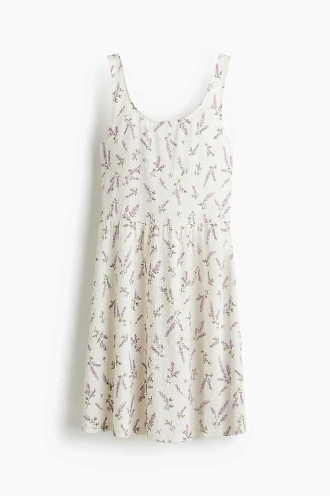 Robe en jersey froissé - Blanc/fleuri - 1