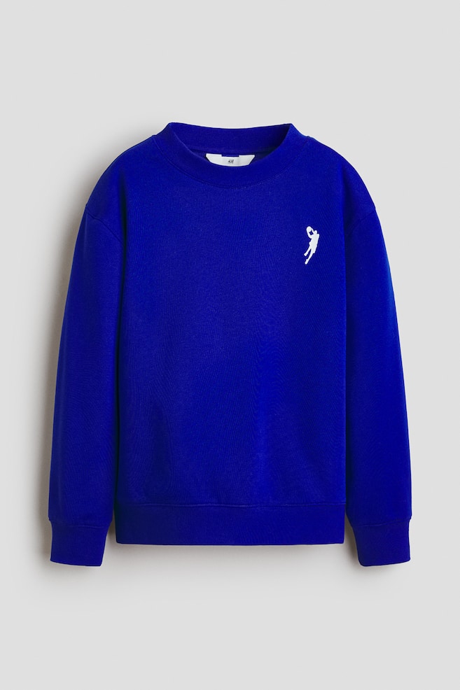 Motif-detail brushed-inside sweatshirt - Bright blue/NY Athletics/Light beige/Worldwide - 1