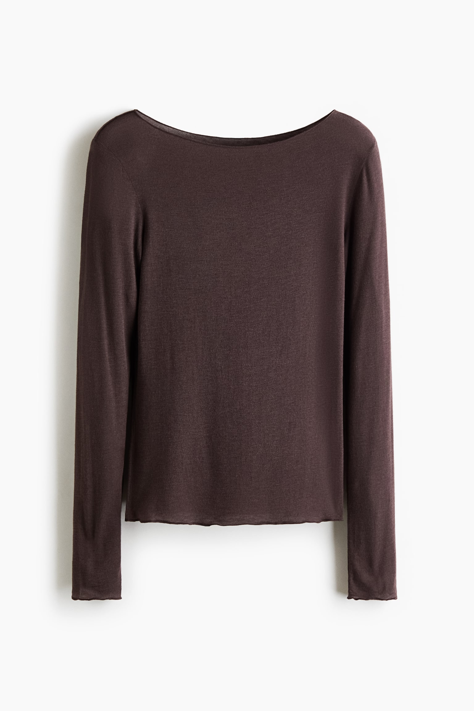 Женский топ H&M Cashmere-Blend Boat-Neck, цвет: Тёмный коричневый