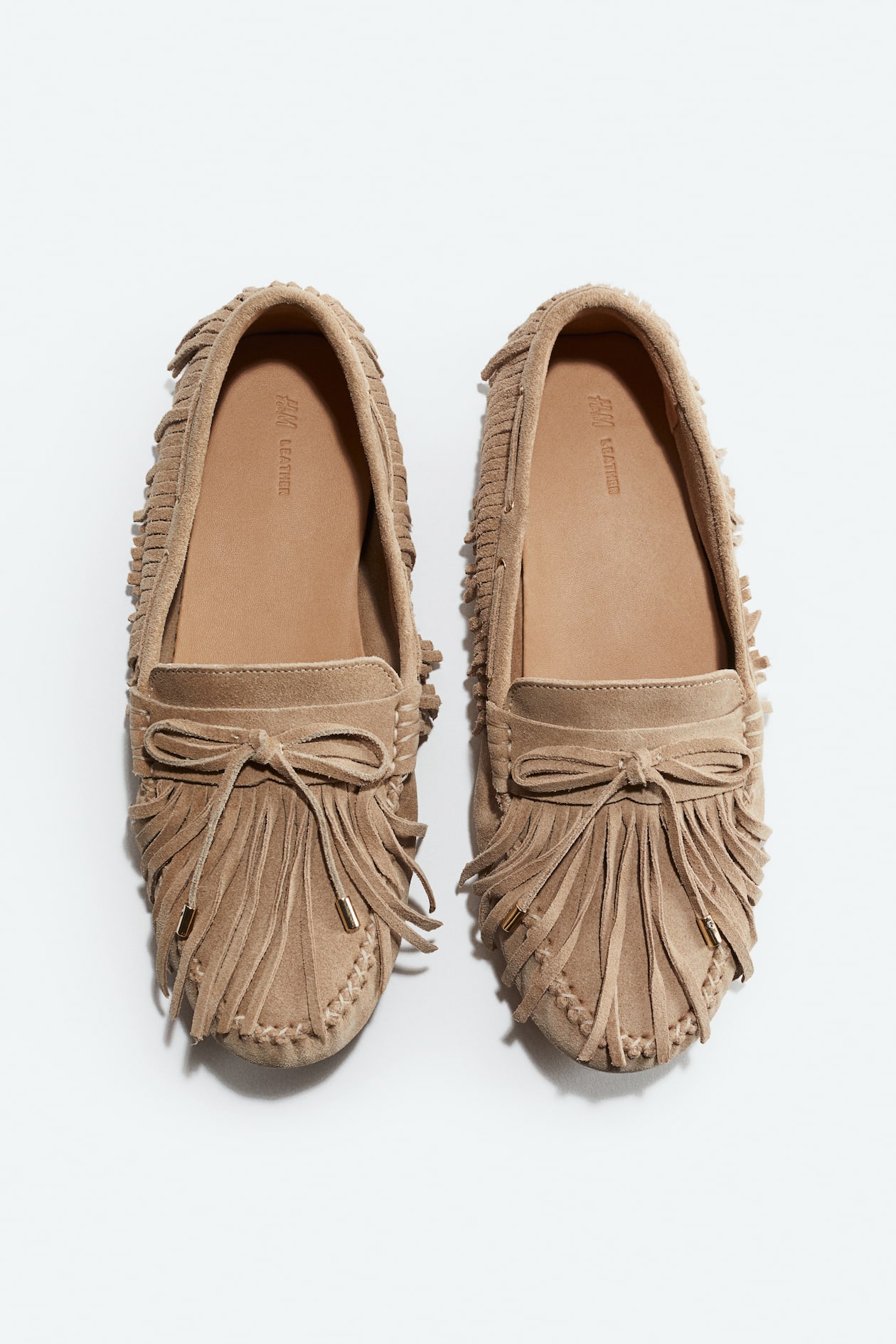 Fringed Suede Loafers Beige Ladies H&M US