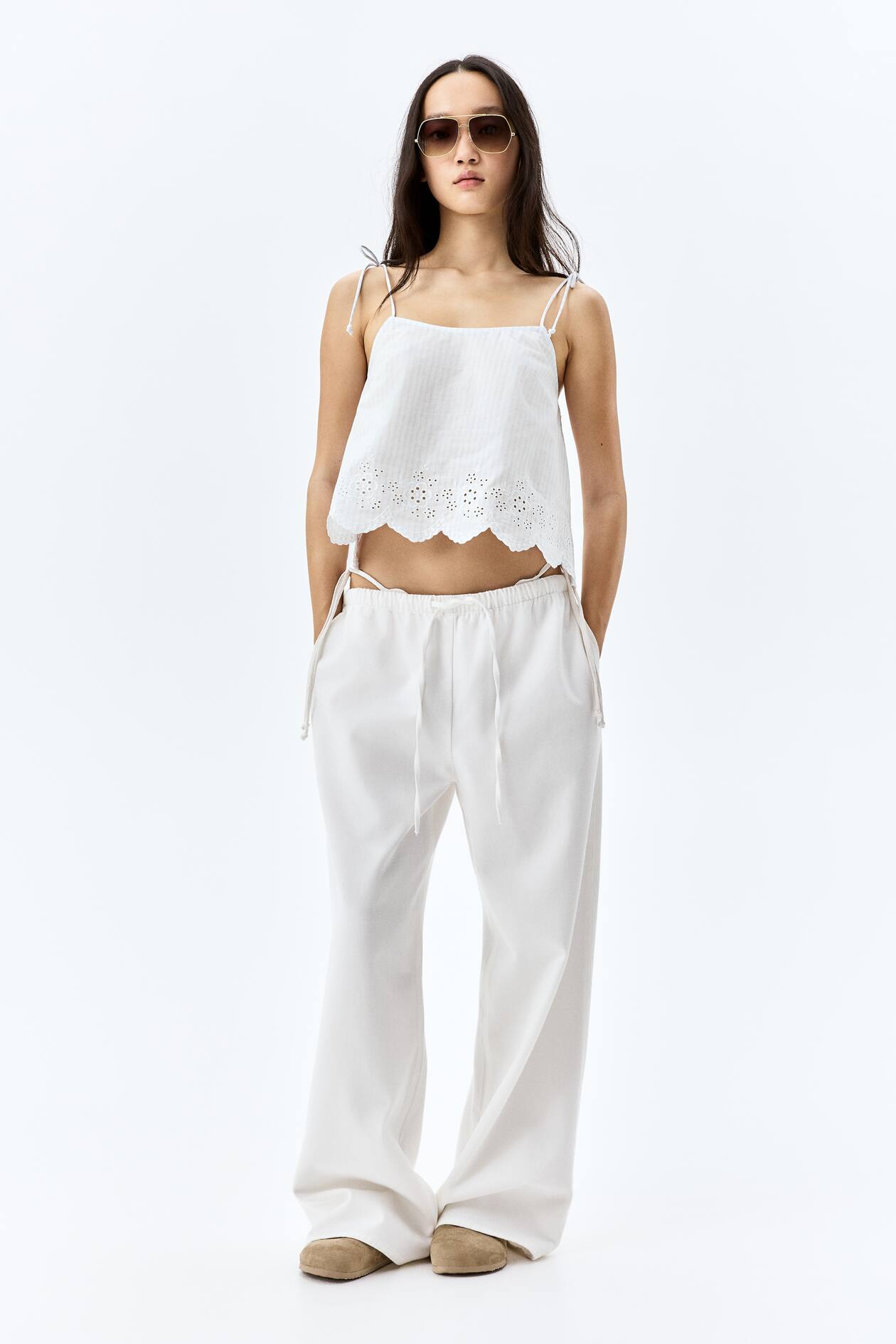 Embroidered Top with Tie Shoulder Straps - image 4