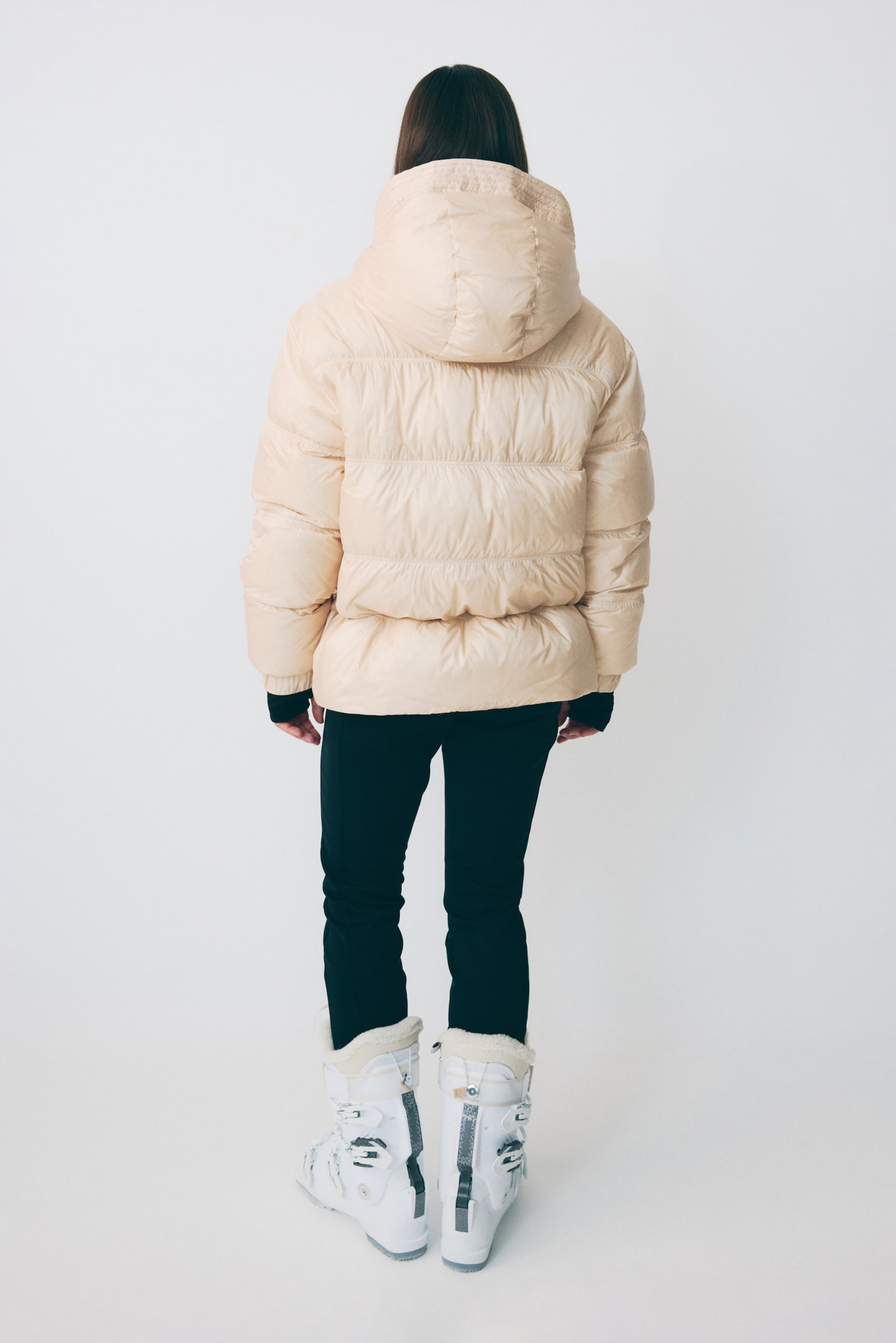 Down puffer ski jacket with ThermoMove™ - Light peach/Coffee bean brown - 6