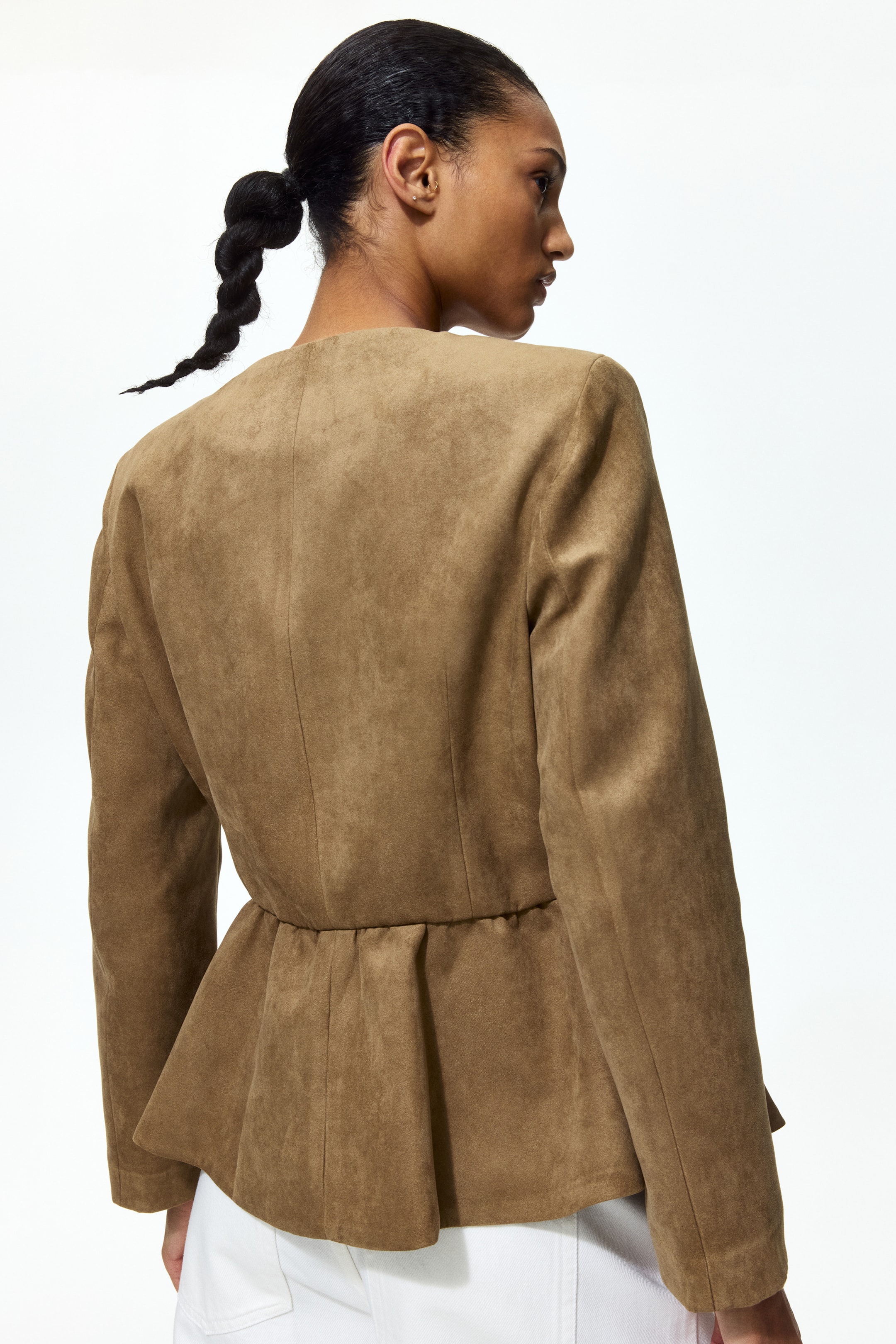 Женские куртки H&M Collarless Peplum Jacket — фото 5