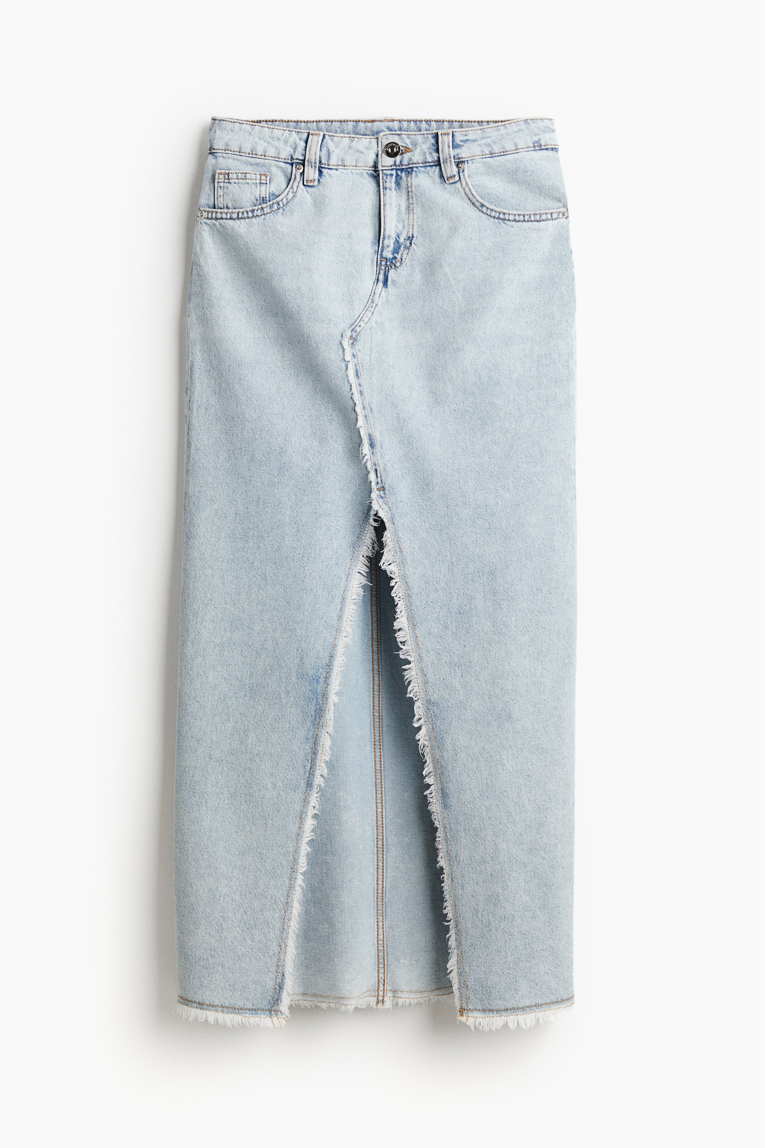 Frayed Edge Denim Skirt - Light denim blue/Black - 2