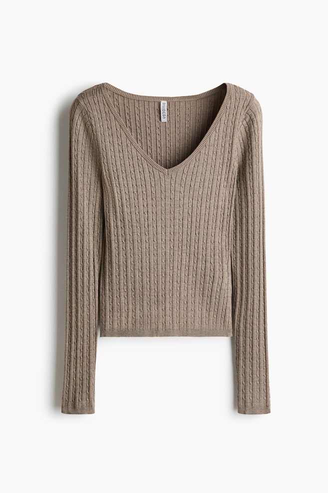 Cable-Knit Viscose-Blend Sweater - Taupe/Cream/Dark red/White - 1