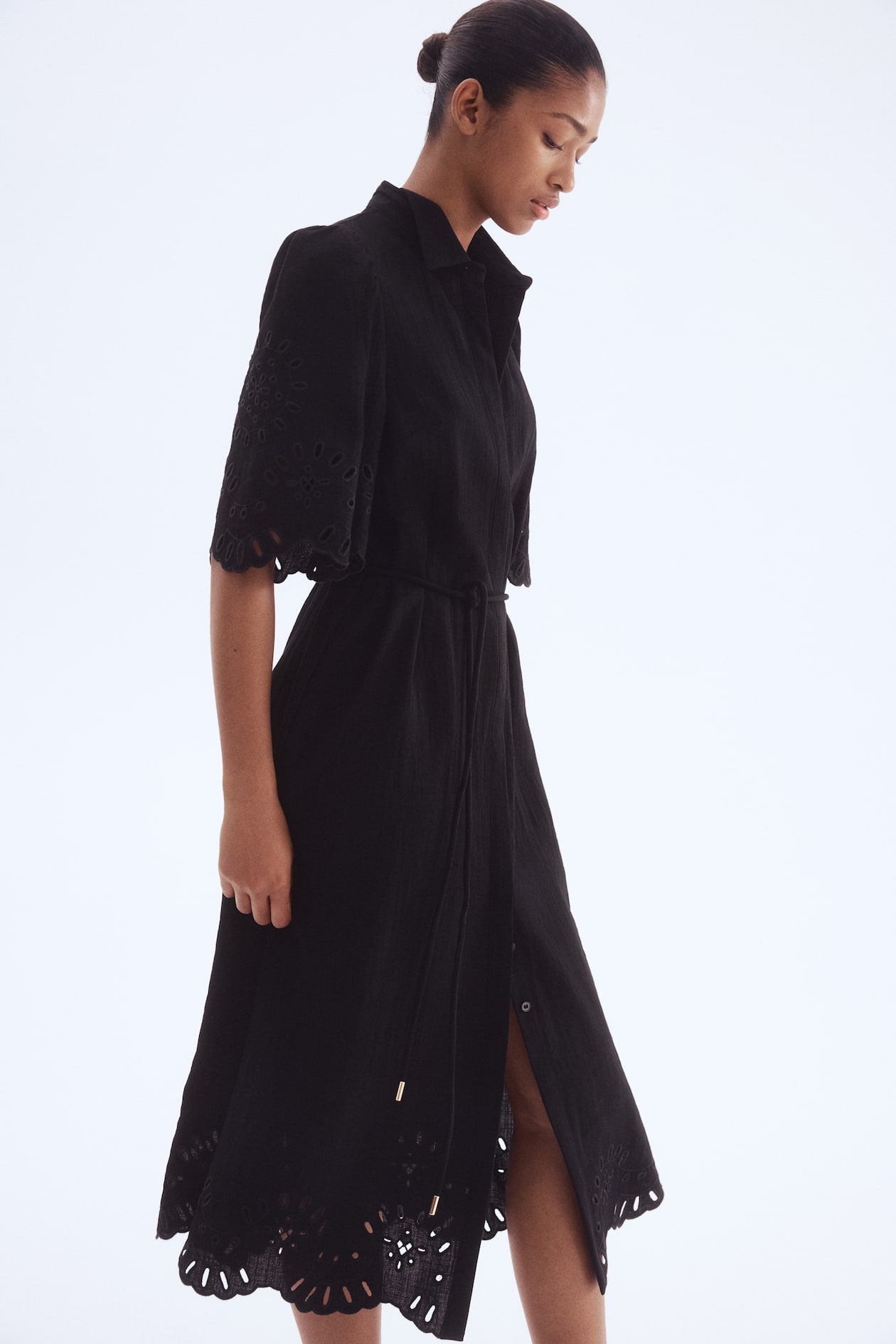 Shirt Dress with Eyelet Embroidery - image 4
