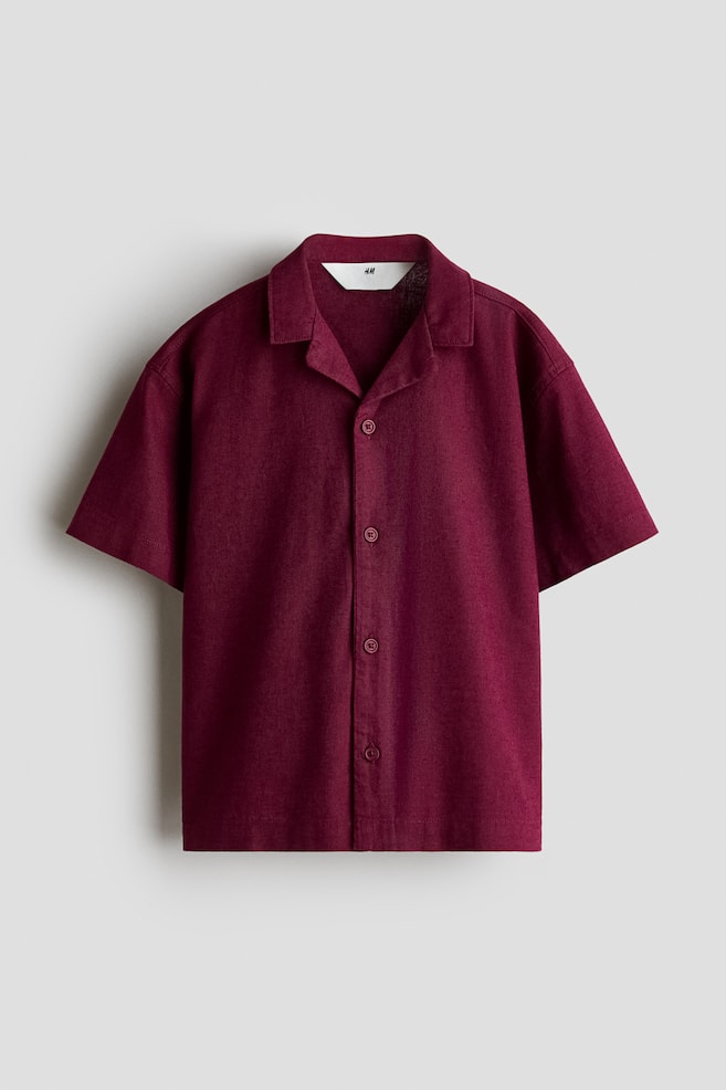 Linen-blend resort shirt - Dark red/Light mole/Dinosaurs/Brown/Dusty khaki green/Dark blue/Mole striped - 1
