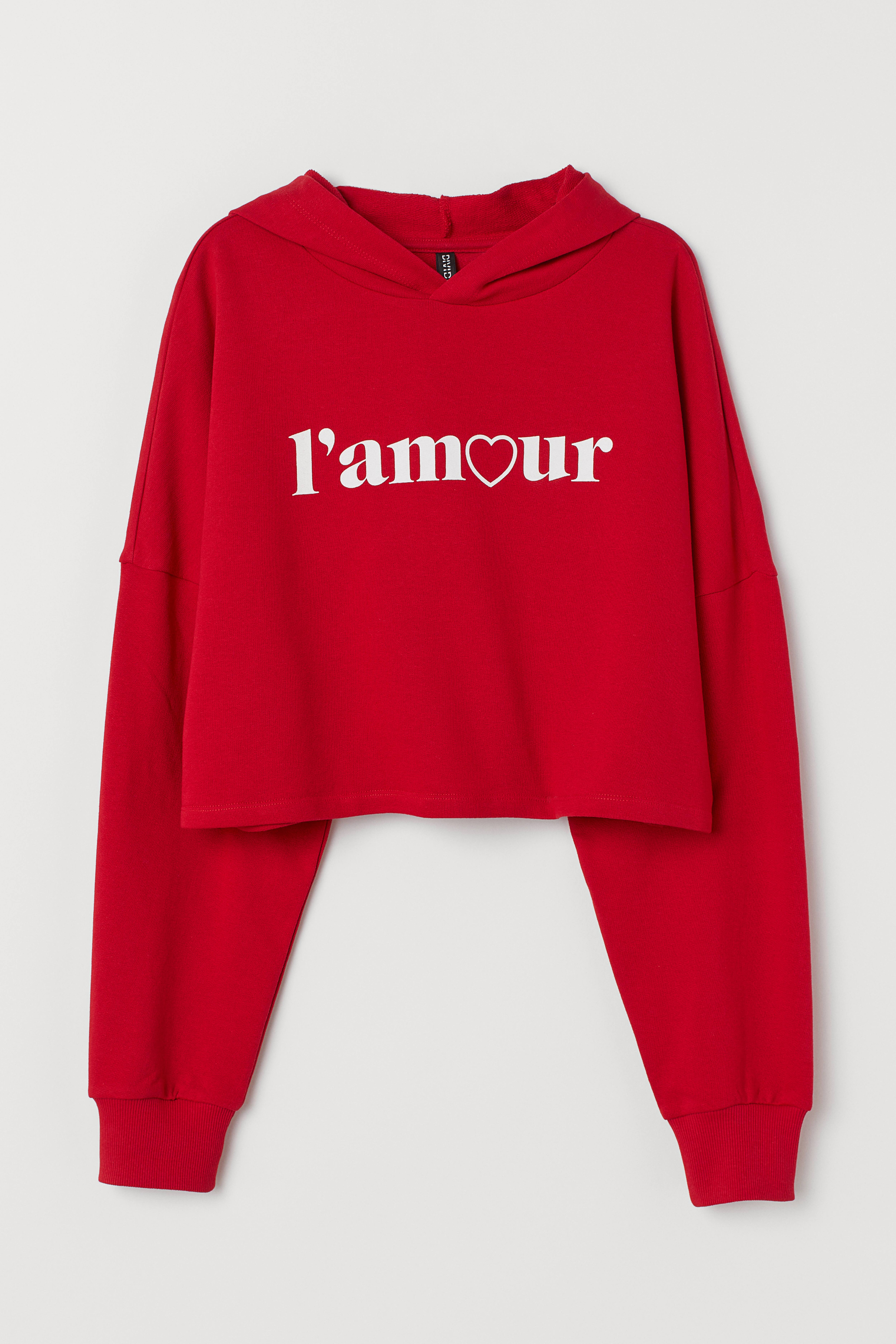 Short Hoodie Long sleeve Short Red L amour Ladies H M CA