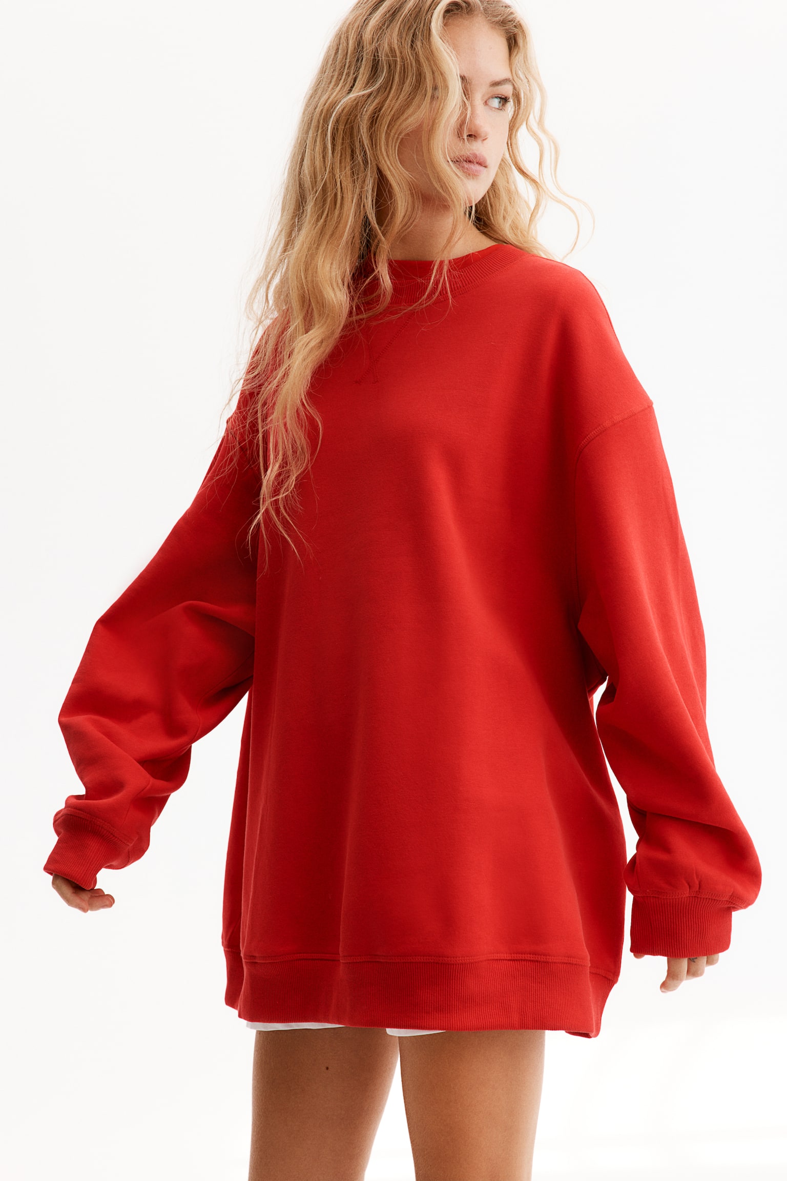 Oversized sweatshirt - Röd/Mörkgrå/Svart/Ljusgråmelerad/Ljusblå/Ljus dimrosa - 4