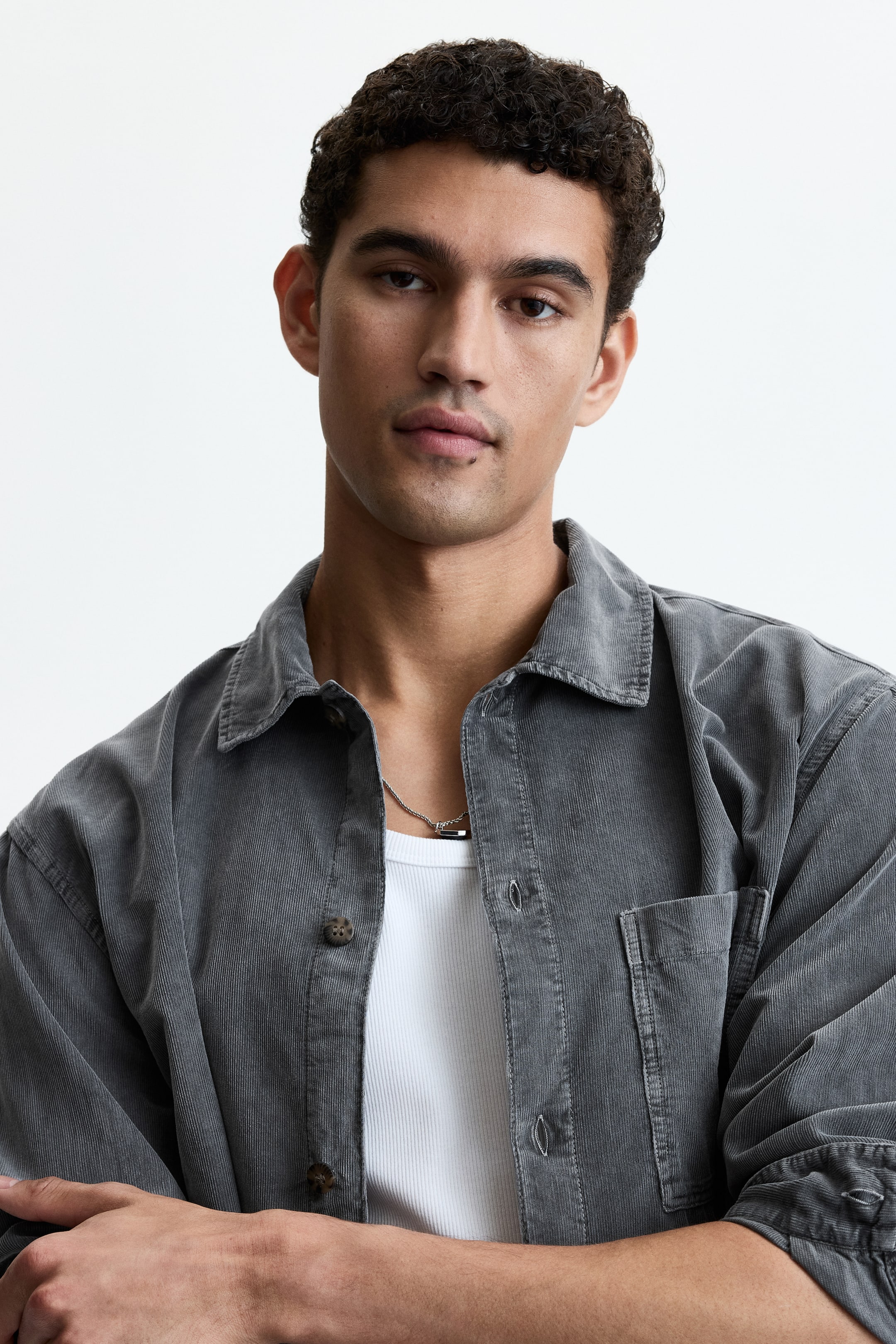 Chemise carrée décontractée en velours côtelé