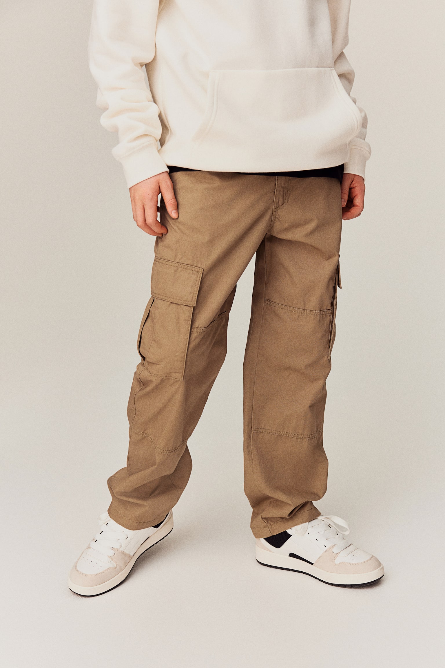 2-pack Cotton Cargo Pants - Beige/Black/Black/Light beige - 6