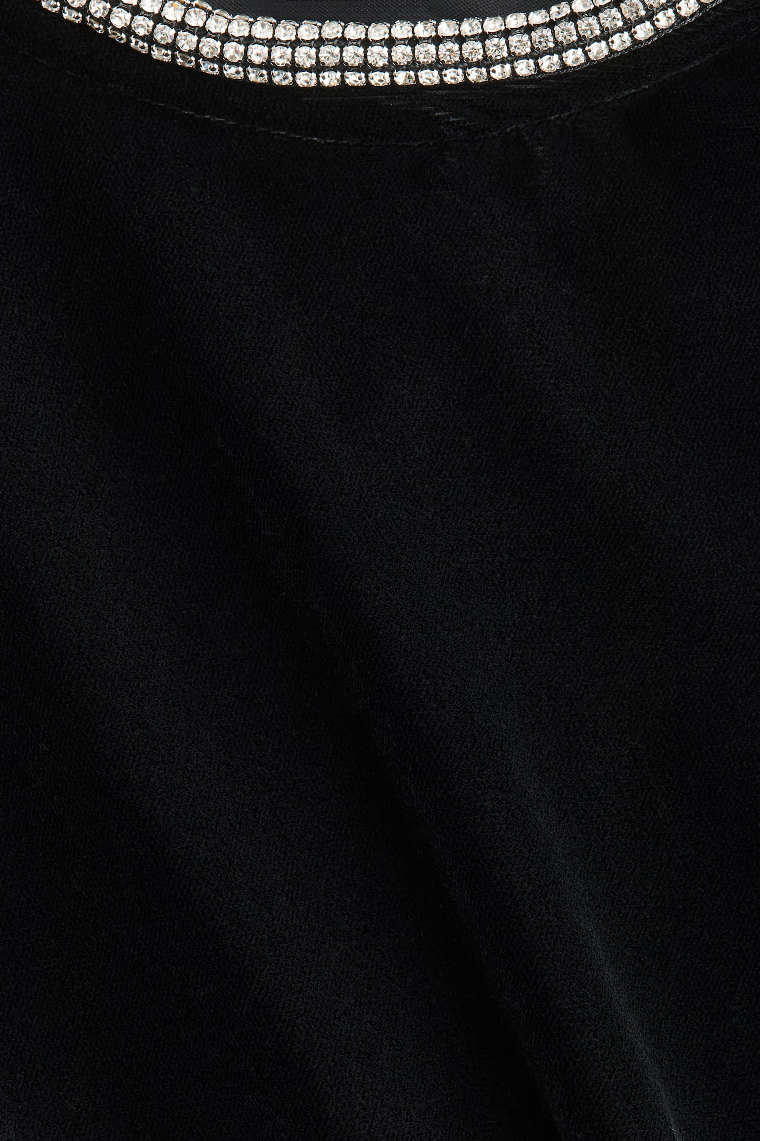 חולצת קטיפה בעיטור אבני חן מלאכותיות - שחור - 5