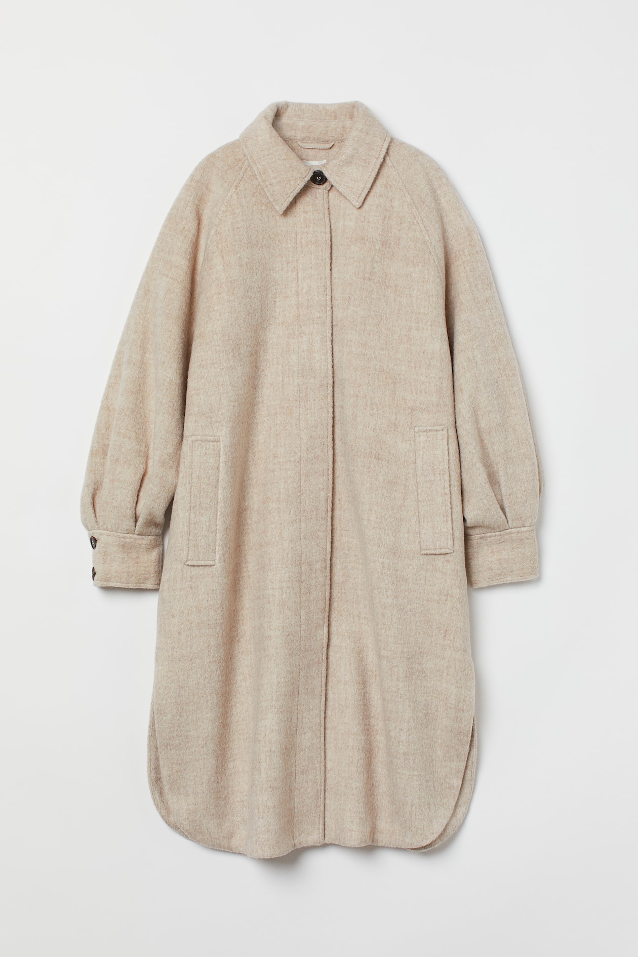 Oversized Coat - Long sleeve - Knee-length - Light beige - Ladies | H&M US