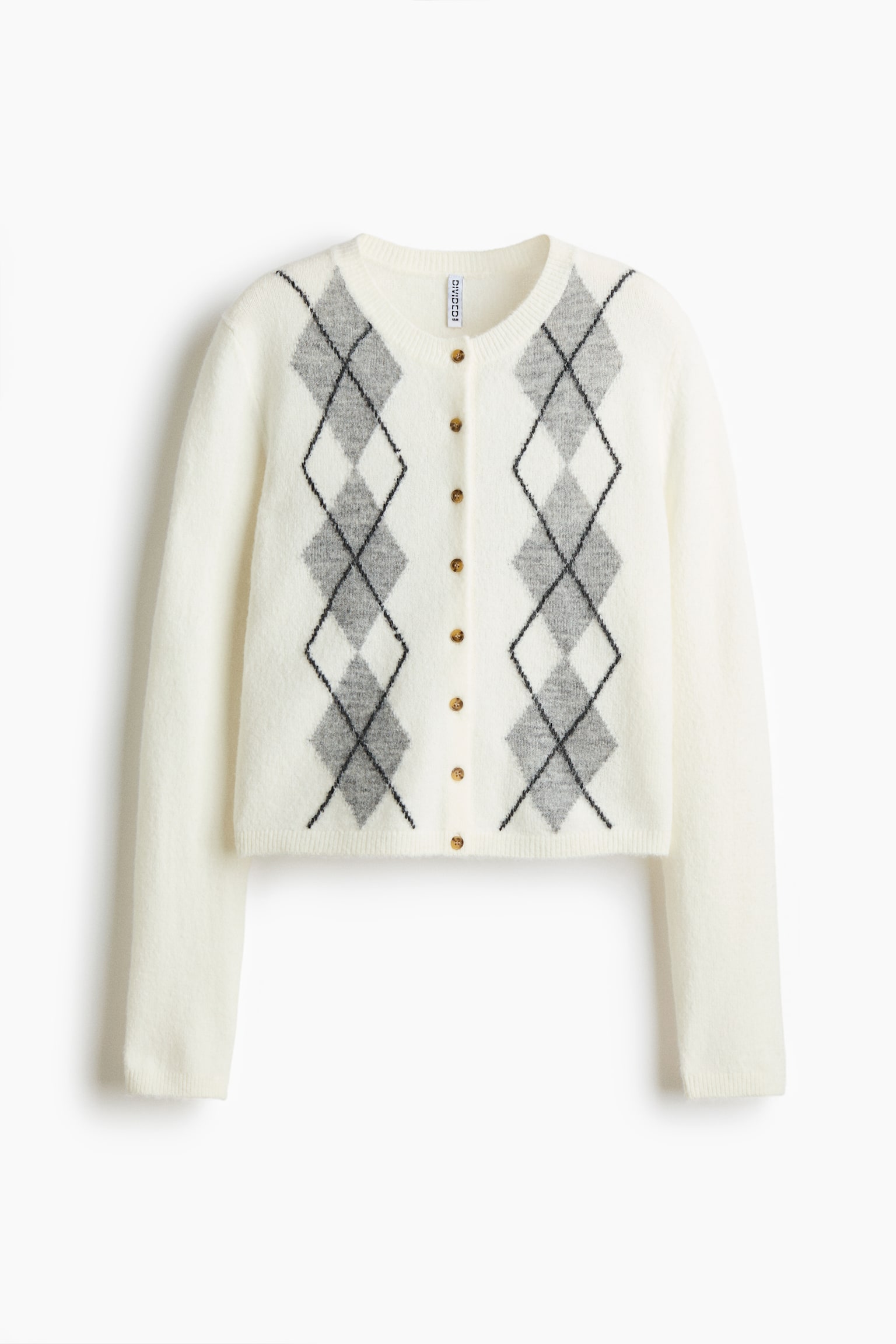 Jacquard-Knit Cardigan - White/argyle/Gray melange/argyle/Dark beige/argyle/Navy blue/argyle