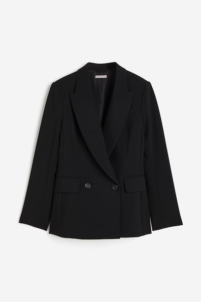 Double-breasted blazer - V-neck - Long sleeve - Black - Ladies | H&M GB