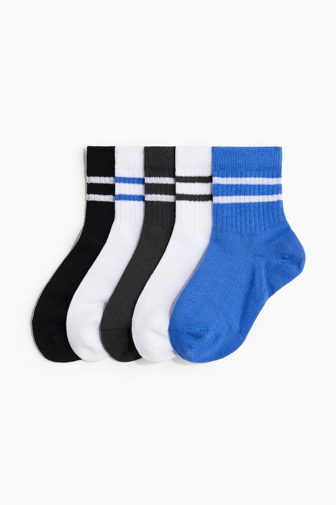 5-pack sports socks with DryMove™ - Bright blue/White/Black/White/Striped/Bright blue/Light pink/Red/Red/Black/Frosty lilac/Dark grey/Blue/Striped/Pink/Green/White/Burgundy/Striped/Dark blue/Striped/Grey marl/White - 1